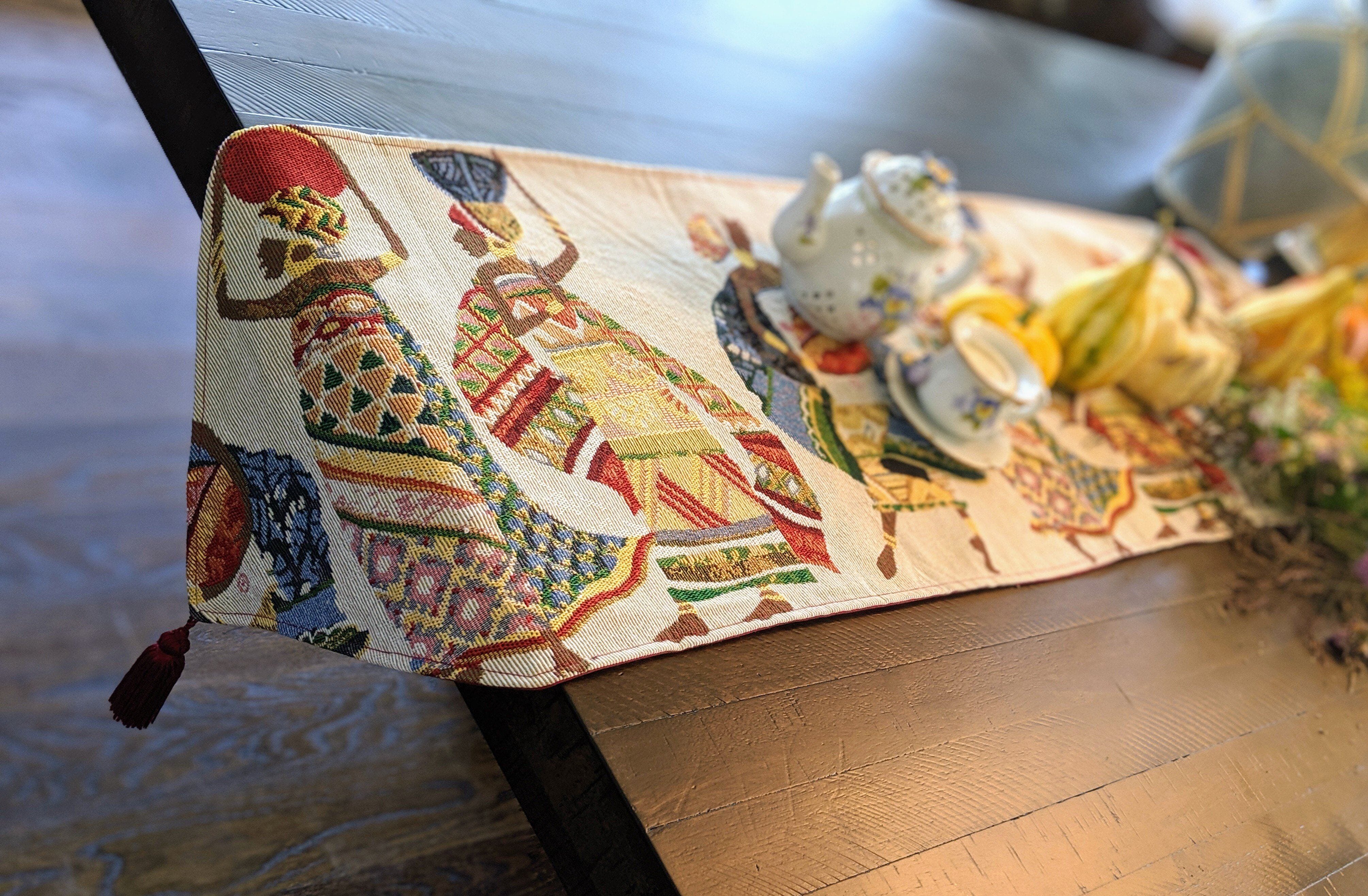 Dancing Women African Dreams Elegant Woven Tapestry Dining Table Runner (18117)