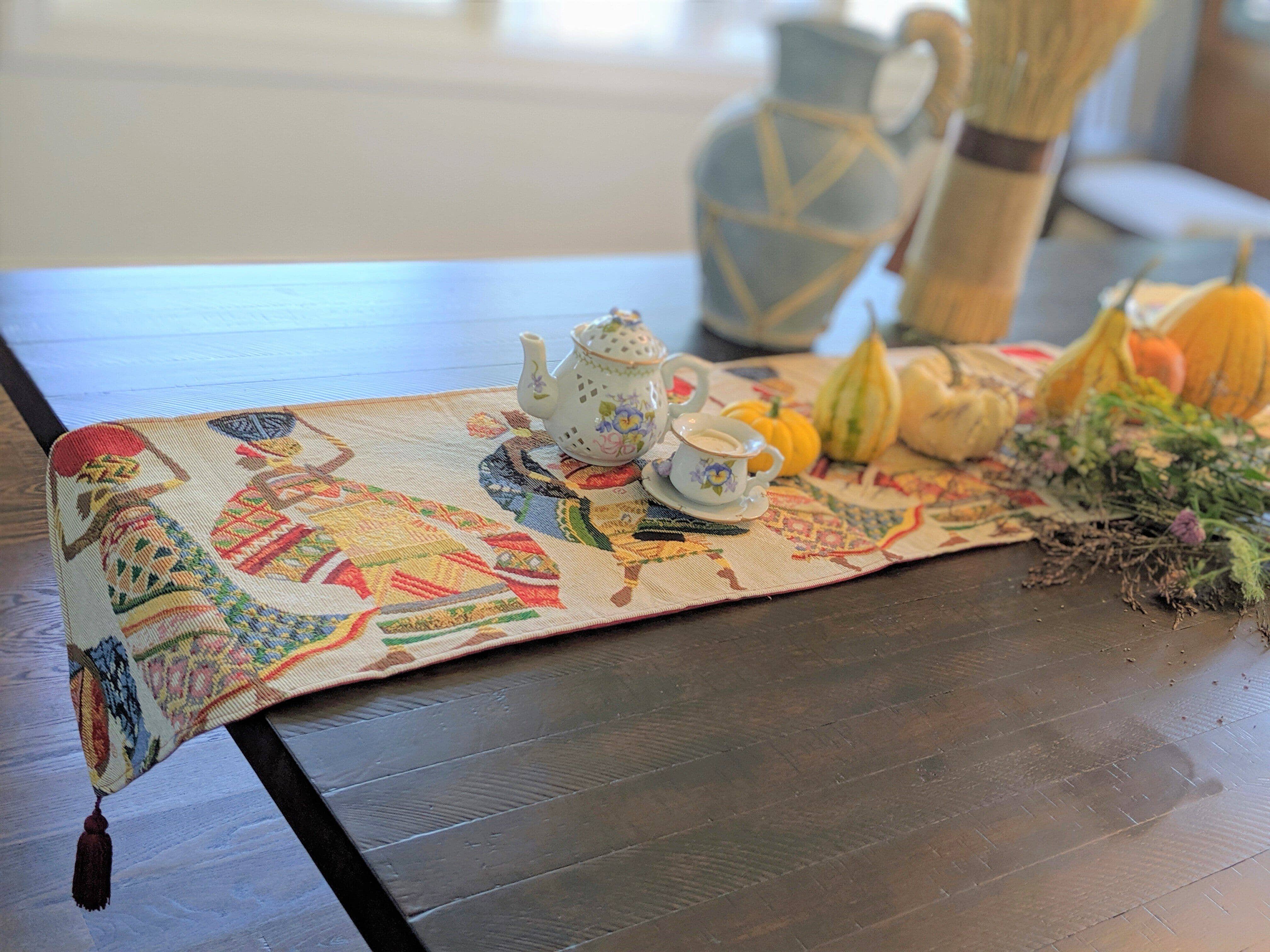 Dancing Women African Dreams Elegant Woven Tapestry Dining Table Runner (18117)