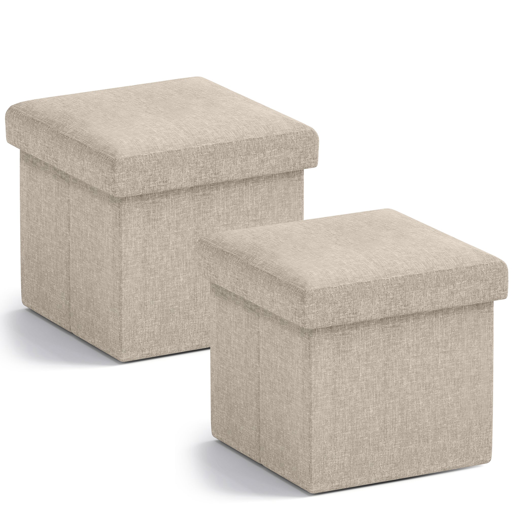 Ornavo Home Foldable Small Storage Ottoman - 12 x 12 x 12 - Set of 2