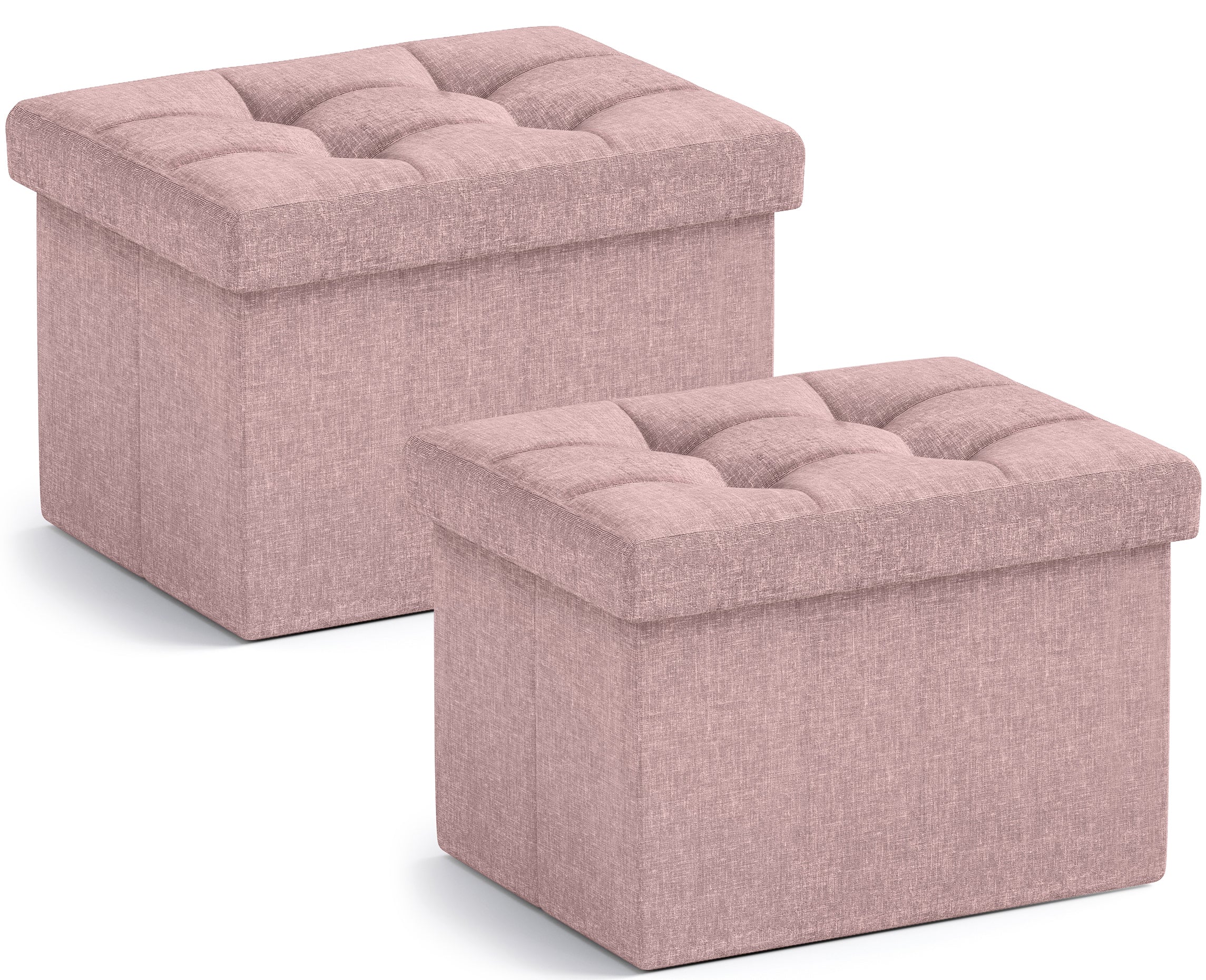 Ornavo Home Foldable Small Rectangle Storage Ottoman - 12 x 16 x 12 - 2PC - Gray