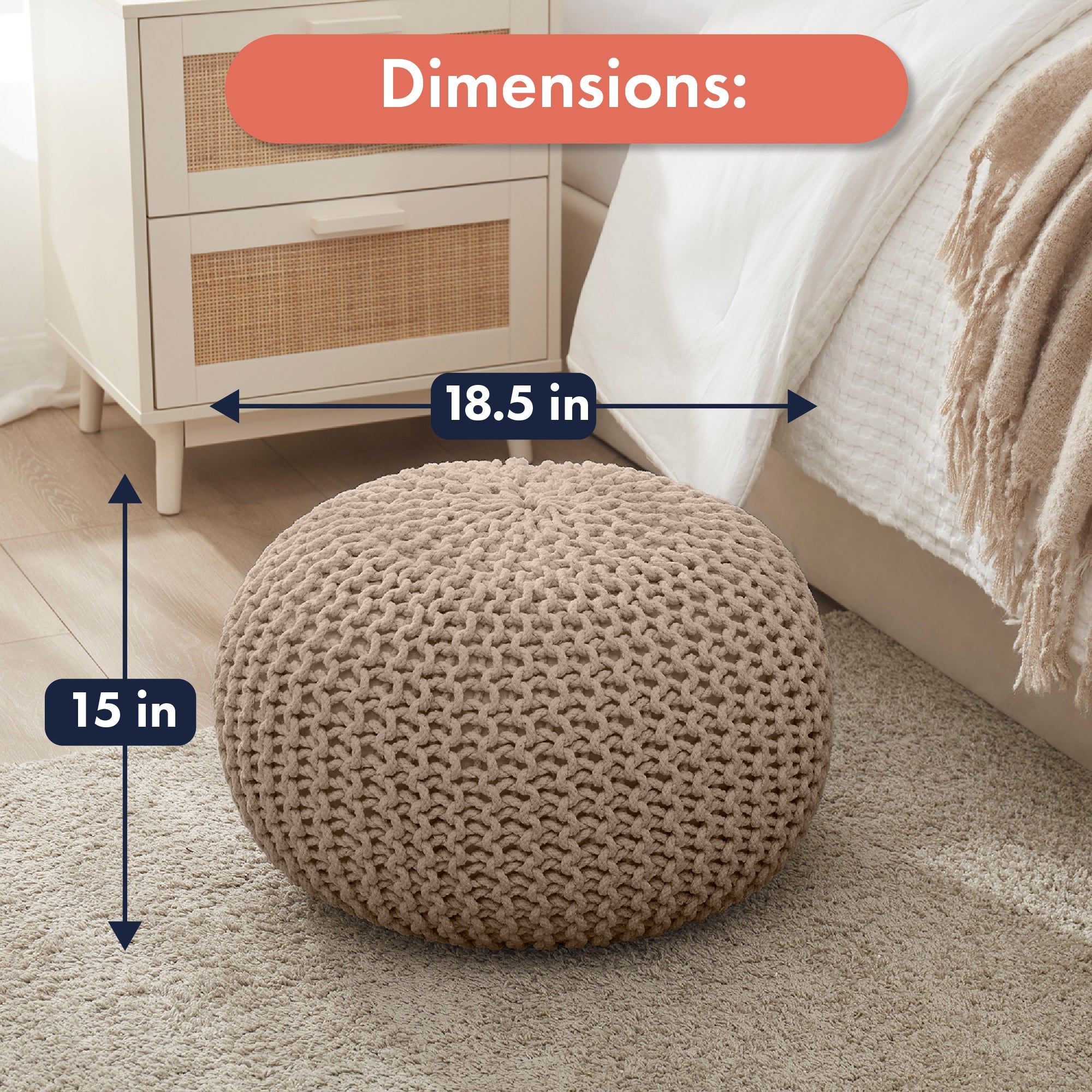 Cotton Classic Braid Pouf Ottoman