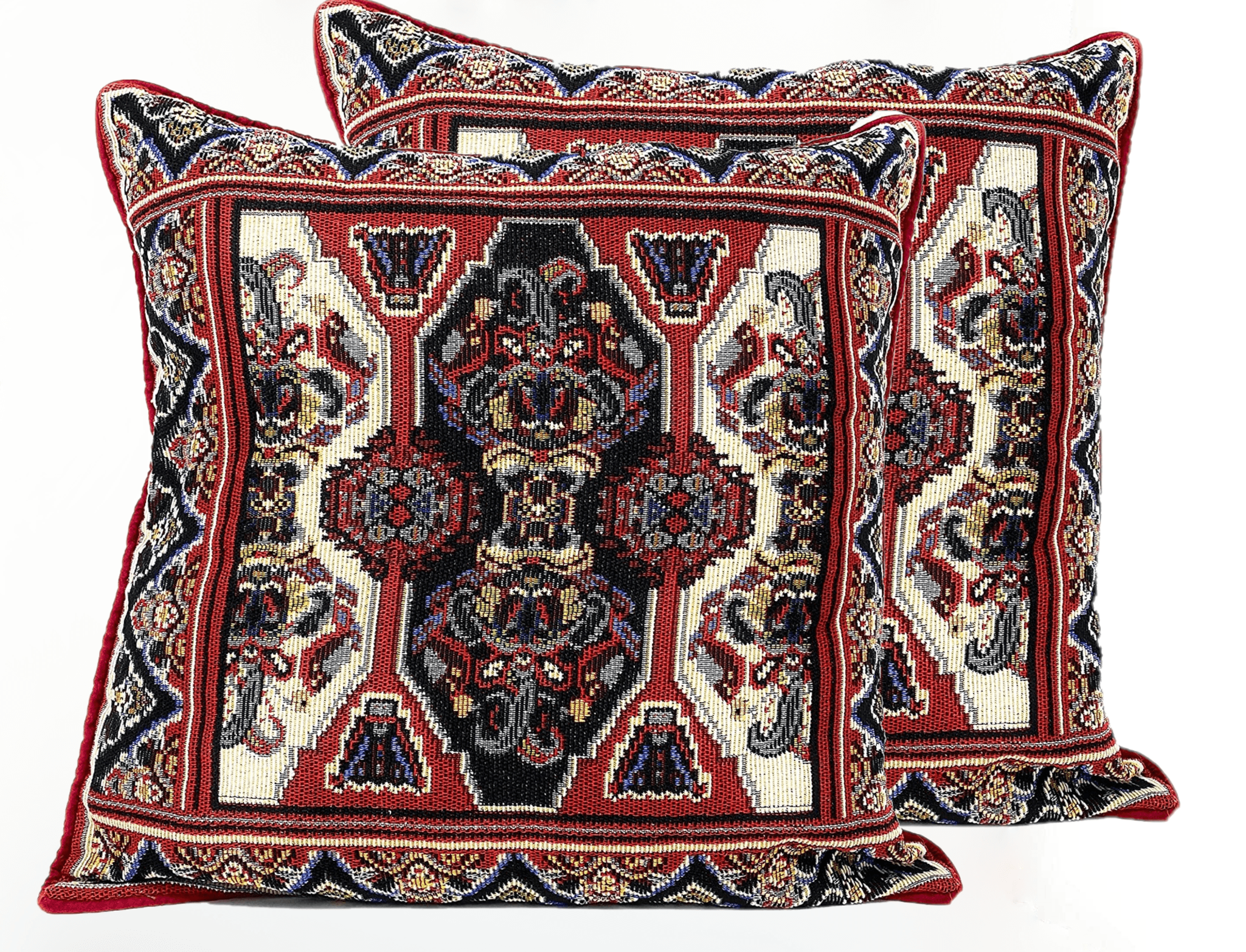Elegant Majestic Kilim Red Rug Ornate Tapestry Throw Pillow Covers 16" x 16" (18195)