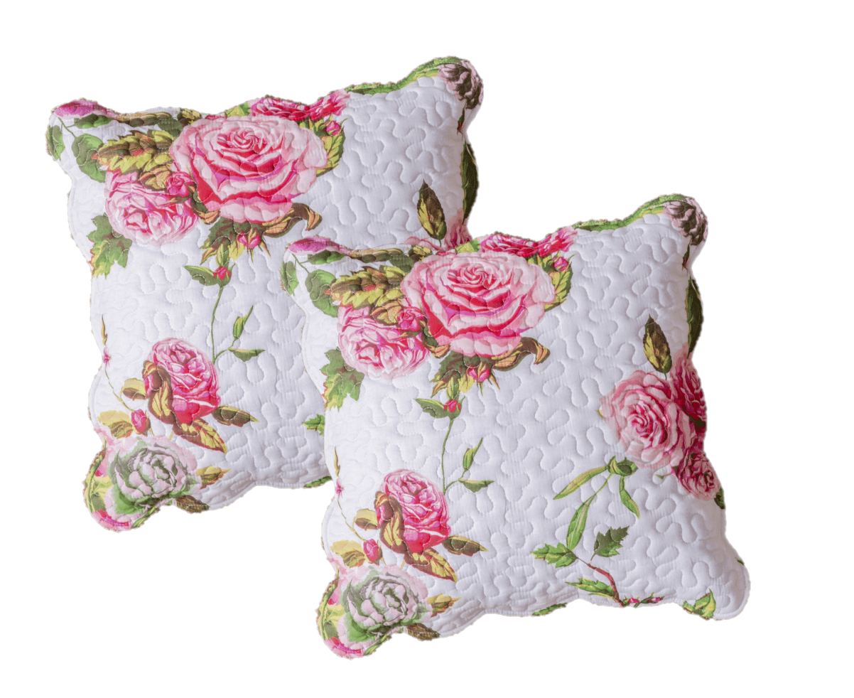 Set of 2 Romantic Roses Spring Floral Pink Throw Pillow Covers, 18" (JHW879)