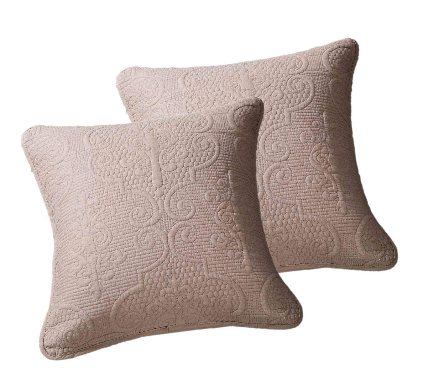 Set of 2-Pieces Sandy Beige Taupe Square Cushion Throw Pillow Covers, 18" x 18" (JHW-585)
