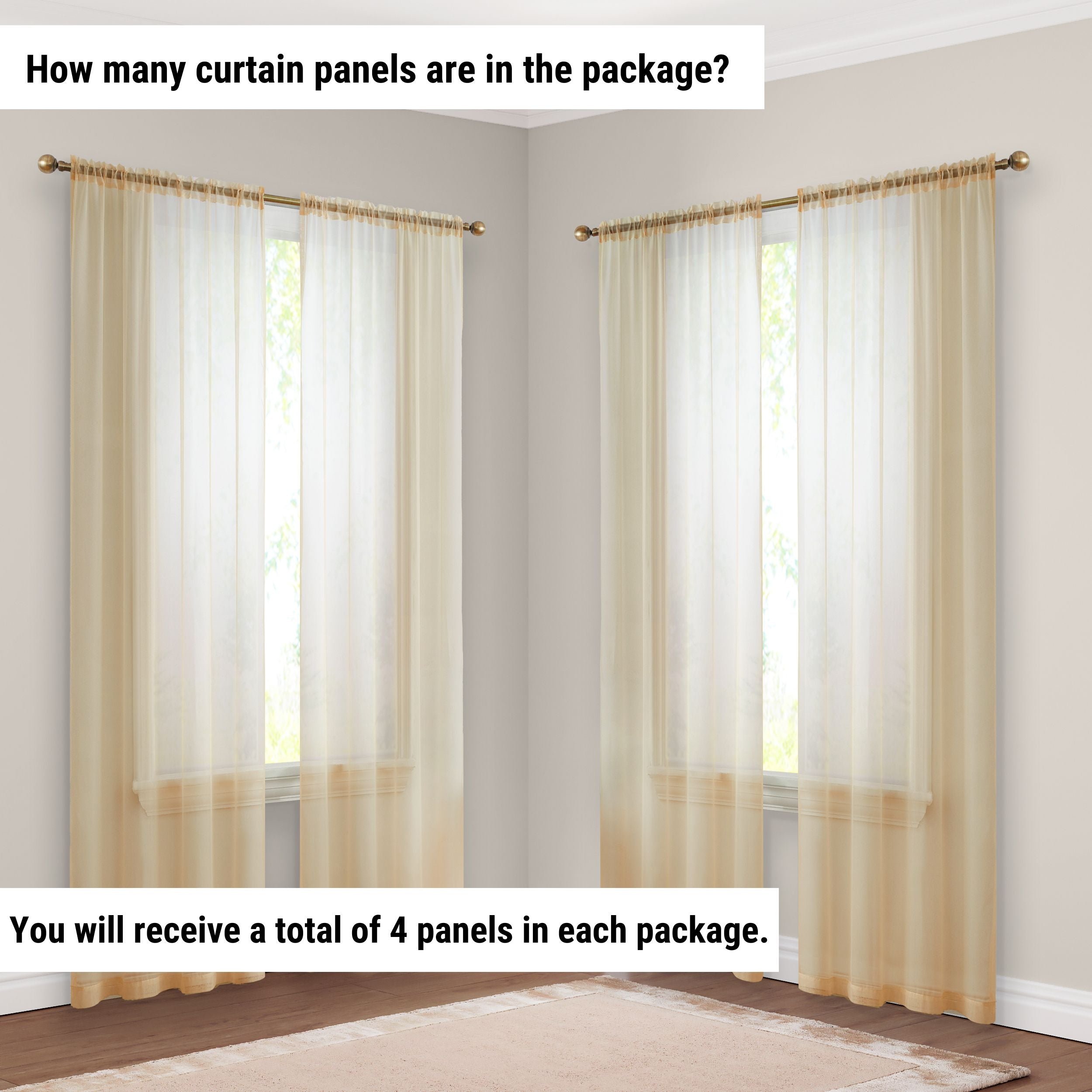 Lucento Sheer Voile Rod Pocket Curtain Panels - Set of 4