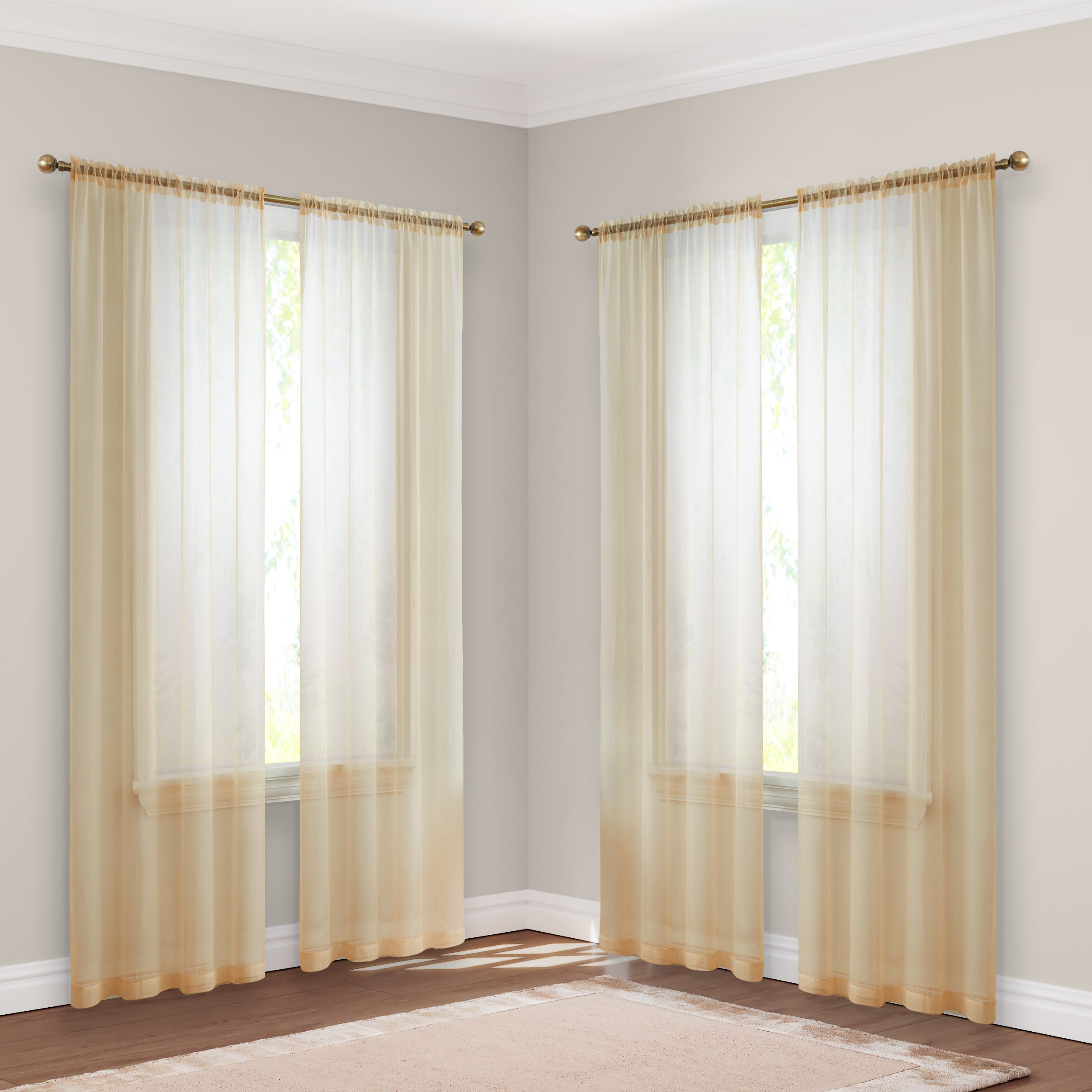 Lucento Sheer Voile Rod Pocket Curtain Panels - Set of 4