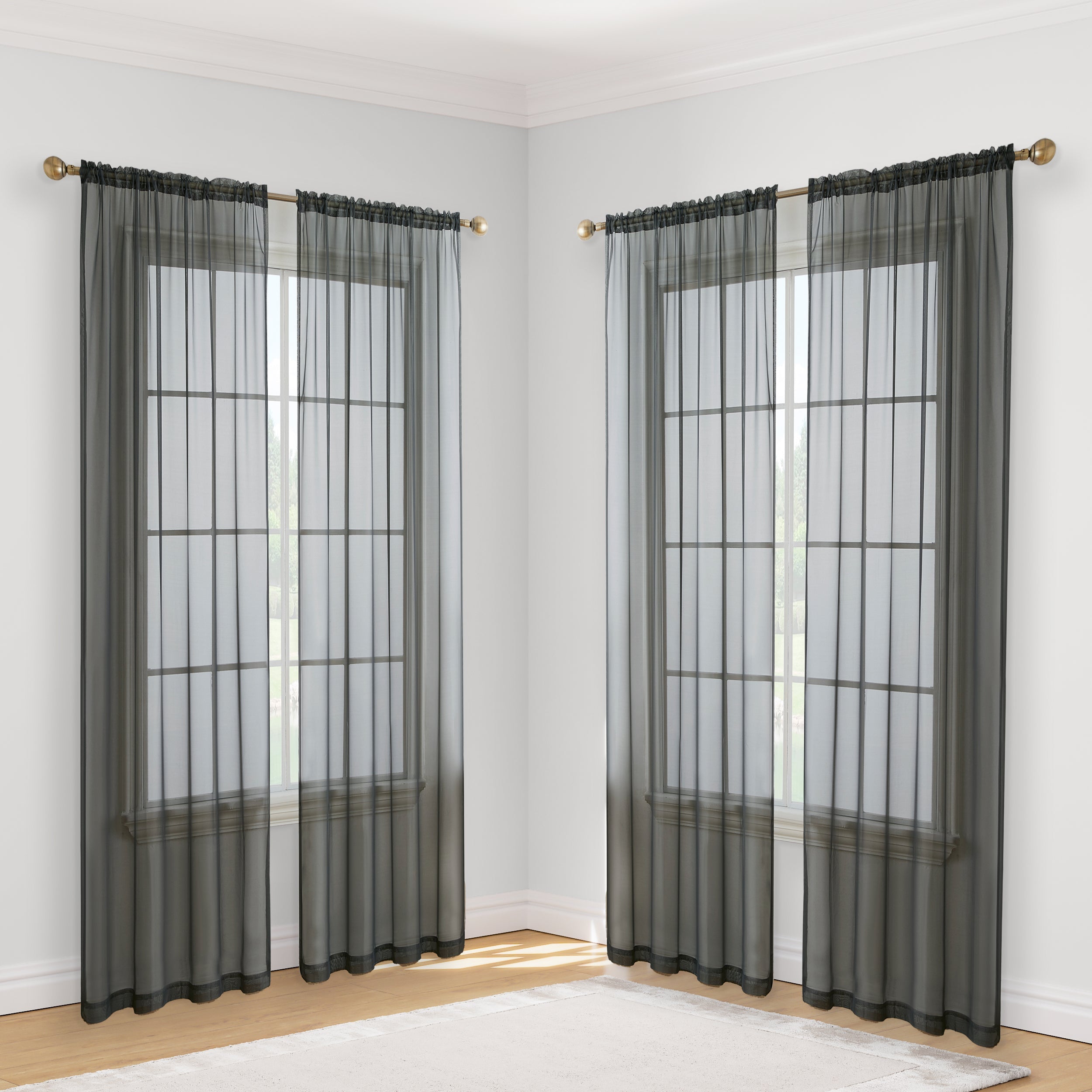 Lucento Sheer Voile Rod Pocket Curtain Panels - Set of 4