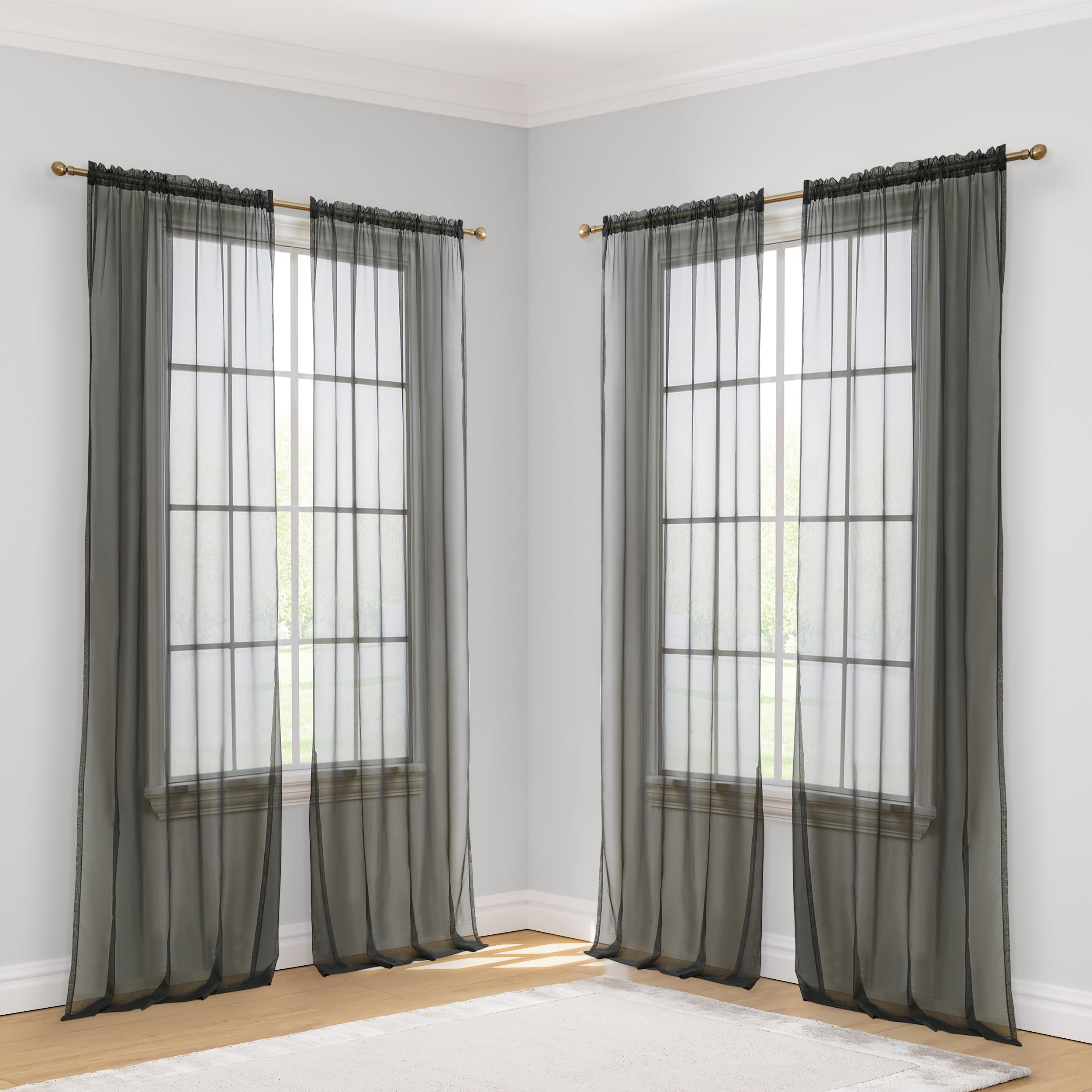 Lucento Sheer Voile Rod Pocket Curtain Panels - Set of 4
