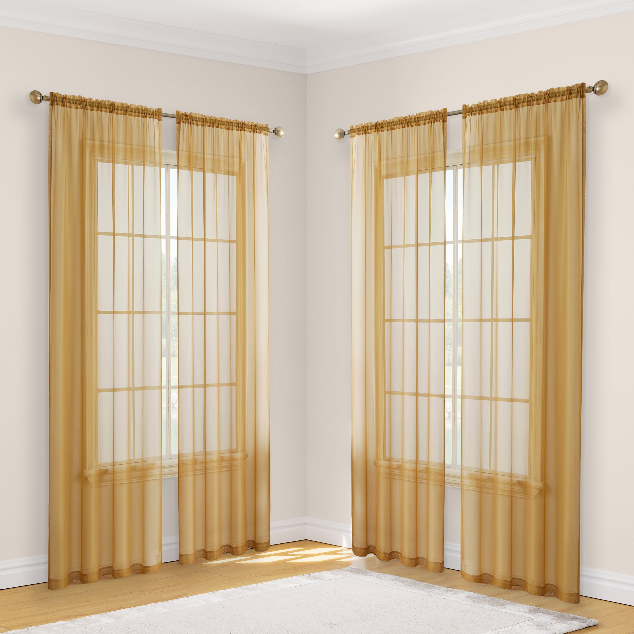 Lucento Sheer Voile Rod Pocket Curtain Panels - Set of 4