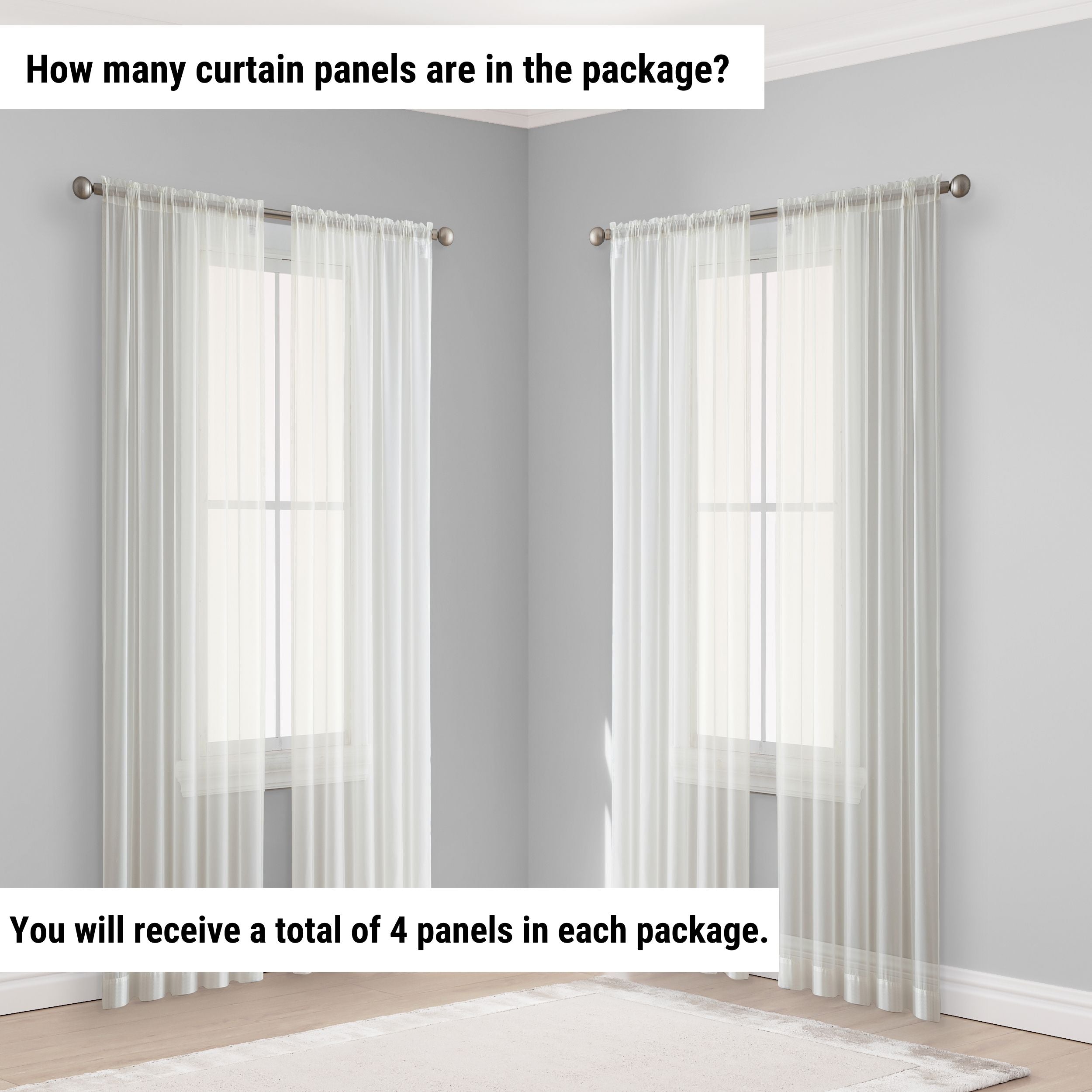 Lucento Sheer Voile Rod Pocket Curtain Panels - Set of 4