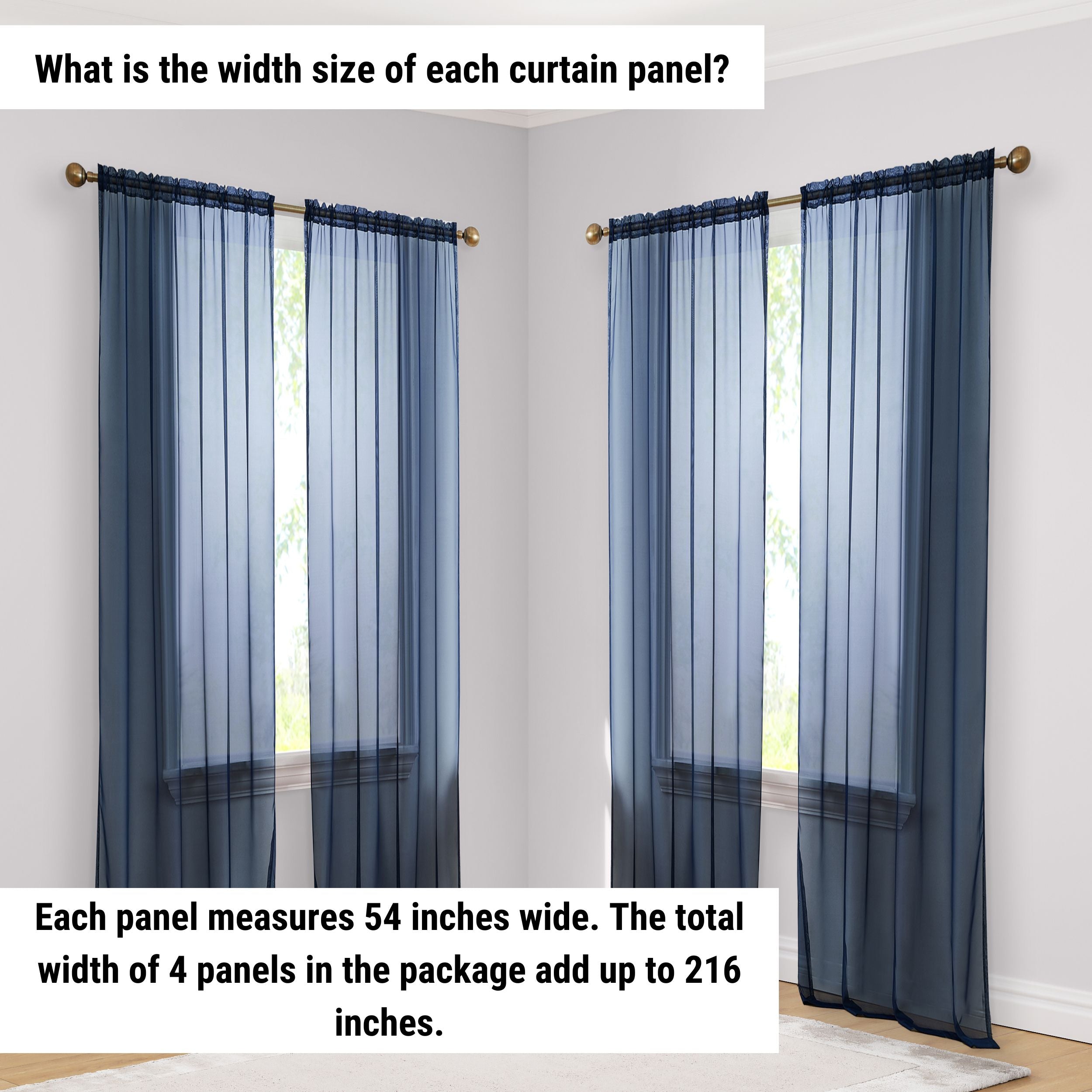 Lucento Sheer Voile Rod Pocket Curtain Panels - Set of 4