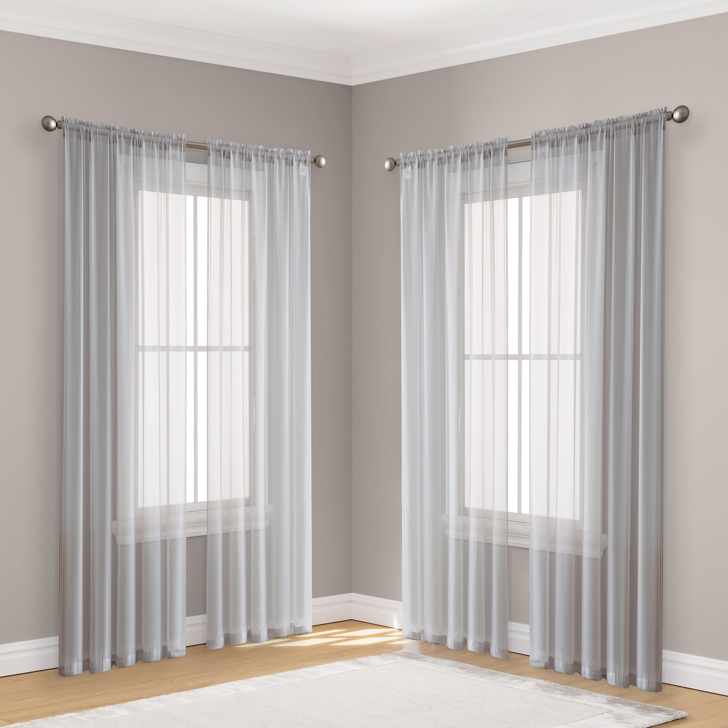 Lucento Sheer Voile Rod Pocket Curtain Panels - Set of 4