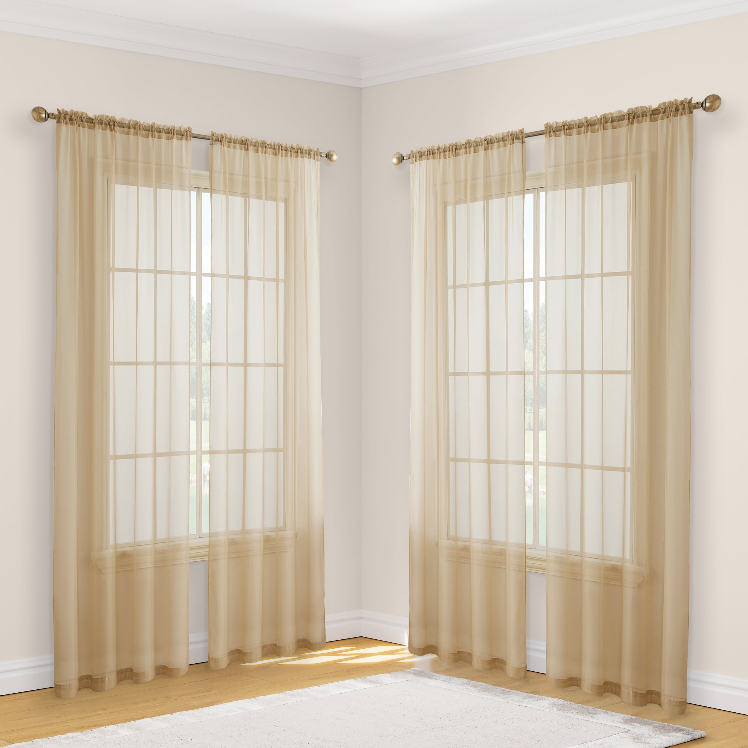 Lucento Sheer Voile Rod Pocket Curtain Panels - Set of 4