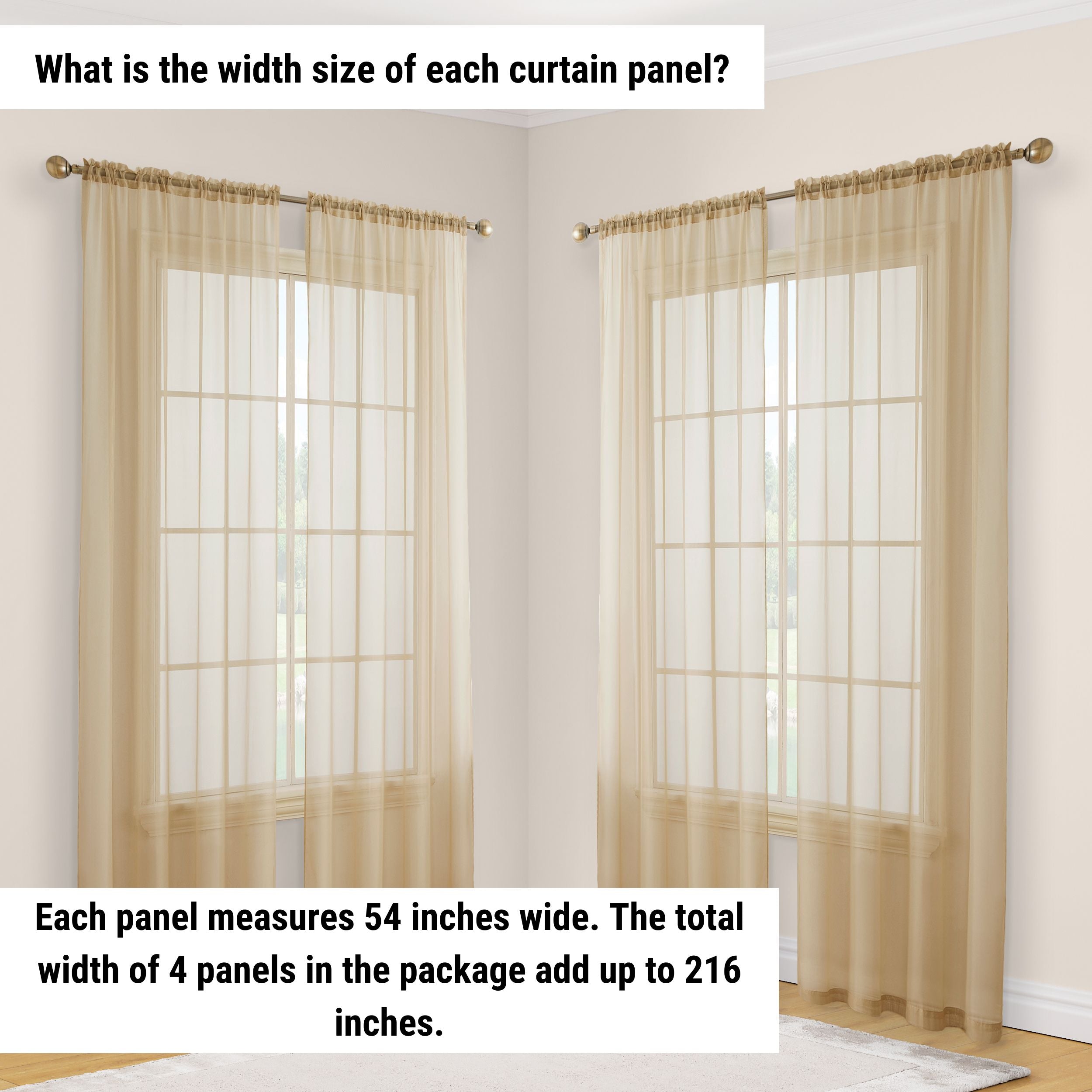 Lucento Sheer Voile Rod Pocket Curtain Panels - Set of 4