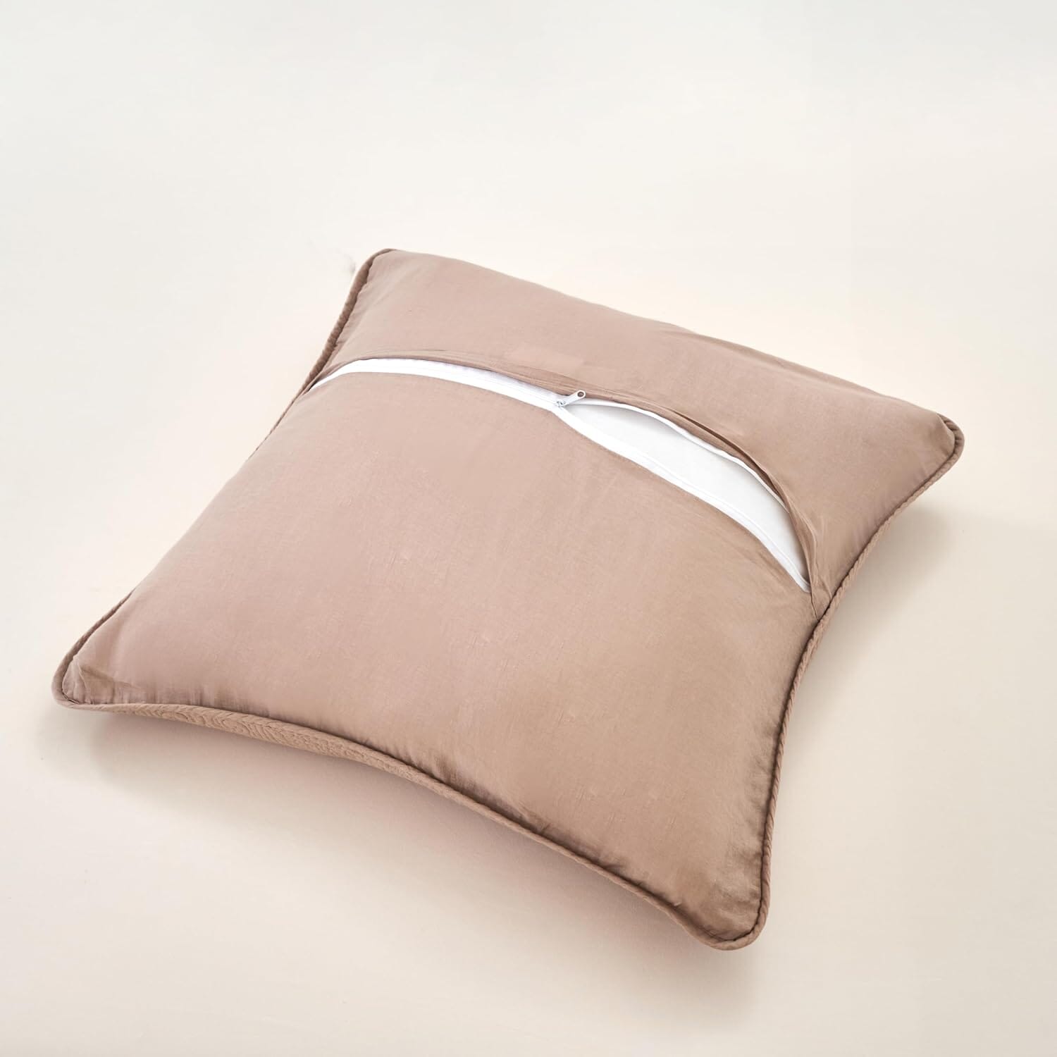 Set of 2-Pieces Sandy Beige Taupe Square Cushion Throw Pillow Covers, 18" x 18" (JHW-585)