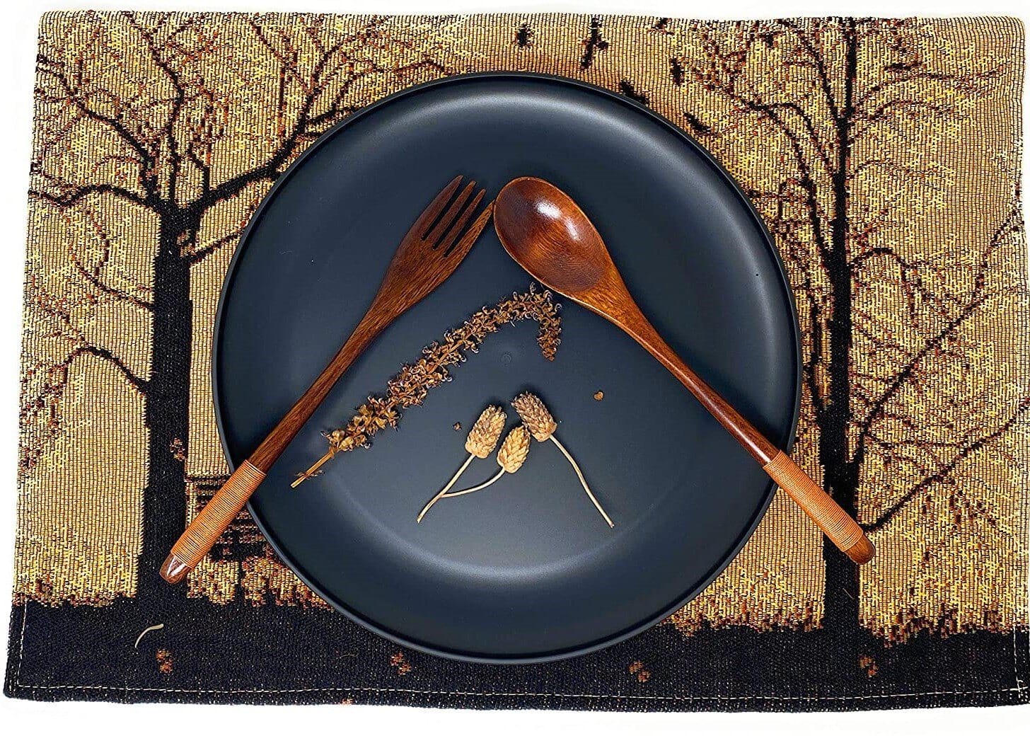 Set of 4 Pieces Autumn Birds Blessing Tapestry Dining Placemats 13" x 19" (Thanksgiving)