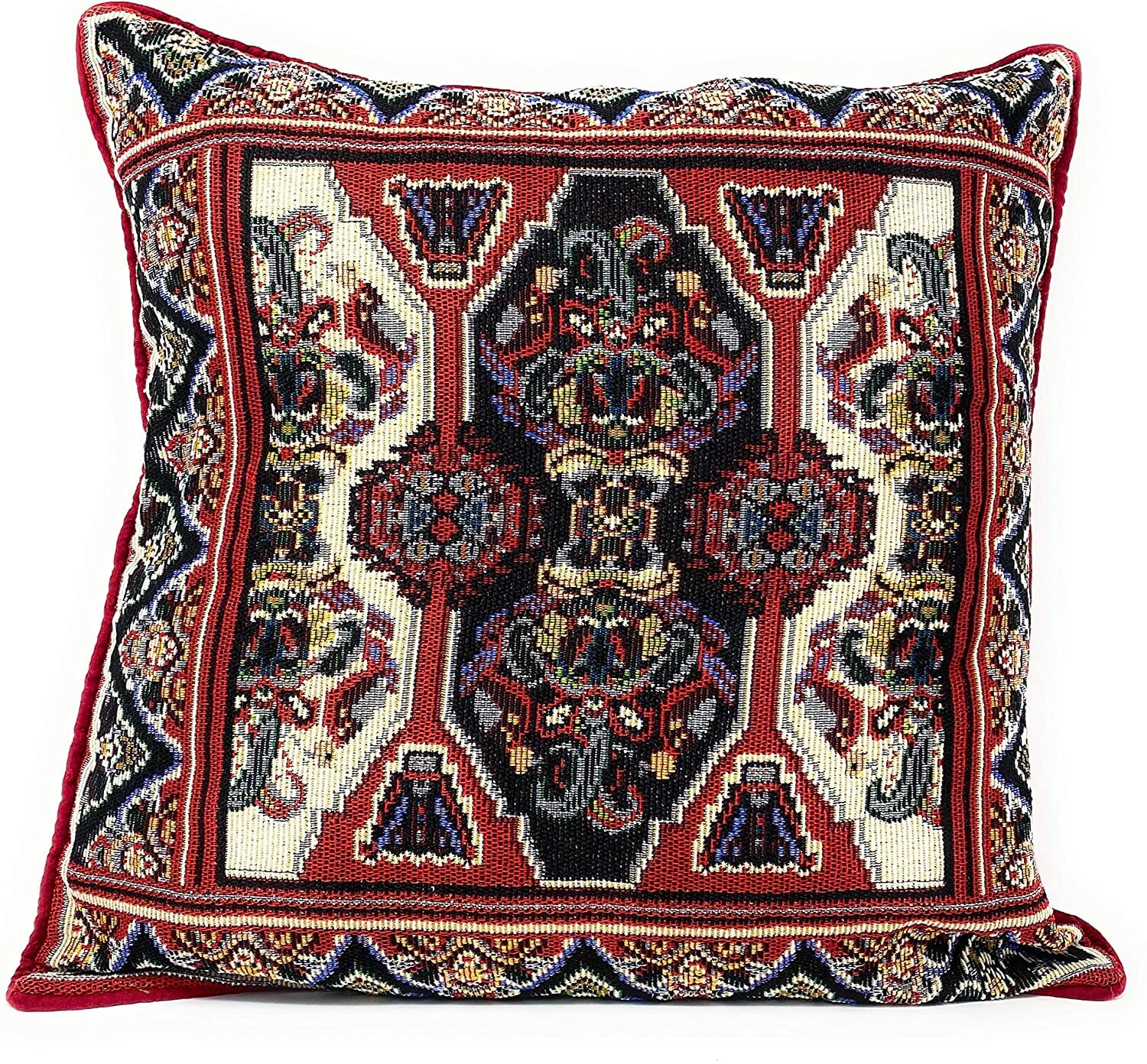 Elegant Majestic Kilim Red Rug Ornate Tapestry Throw Pillow Covers 16" x 16" (18195)