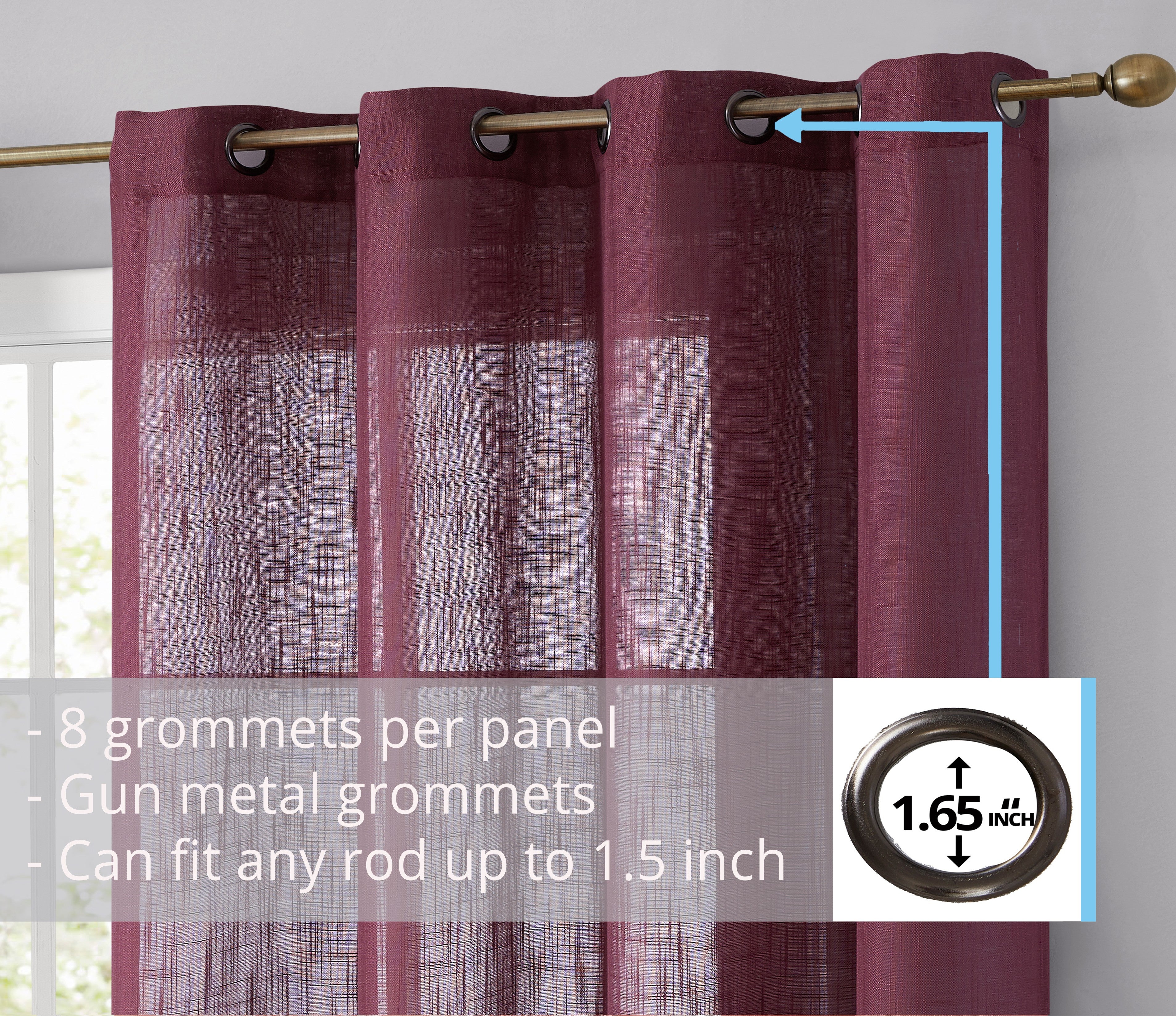 Privacy Faux Linen Textured Semi Sheer Curtain Panels