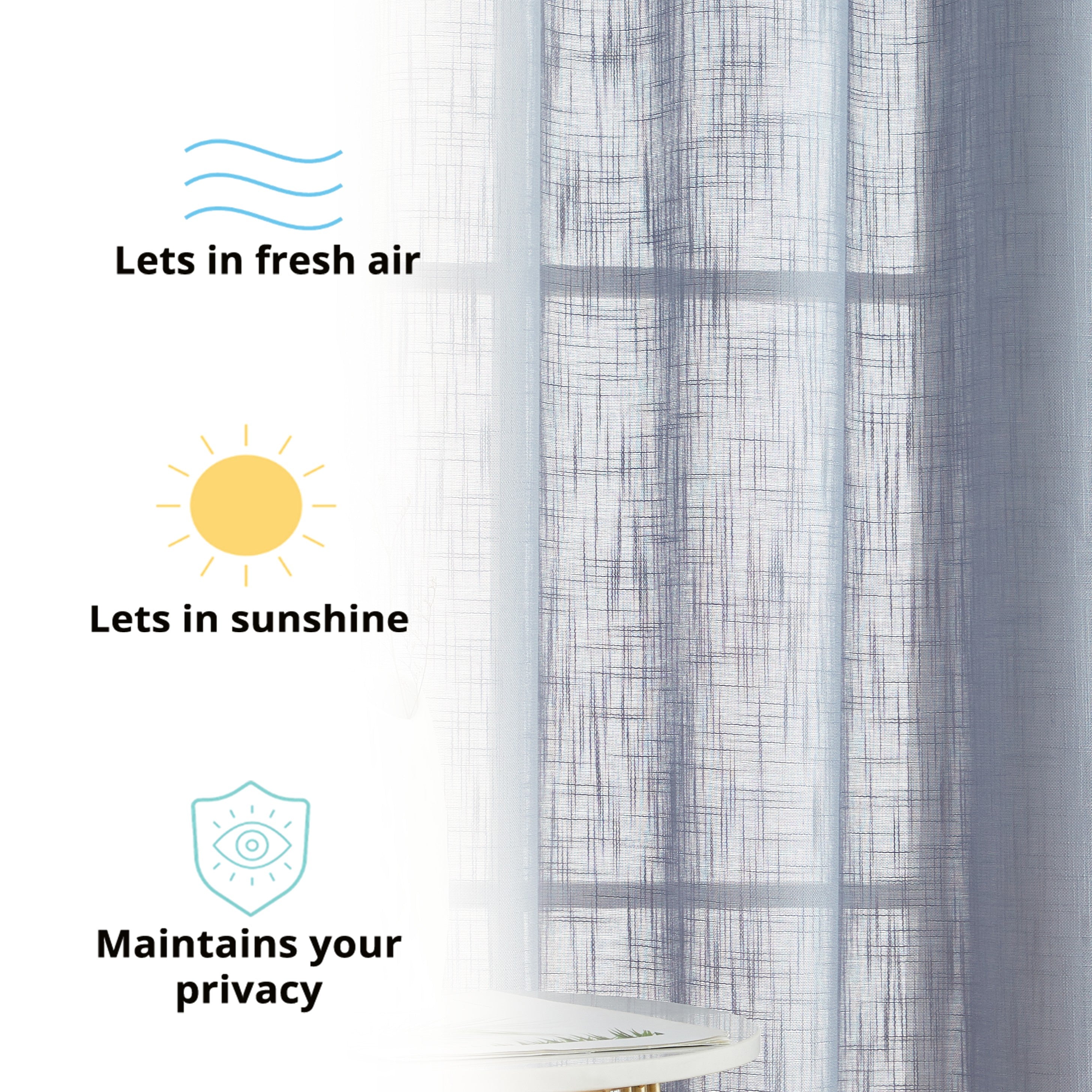 Privacy Faux Linen Textured Semi Sheer Curtain Panels