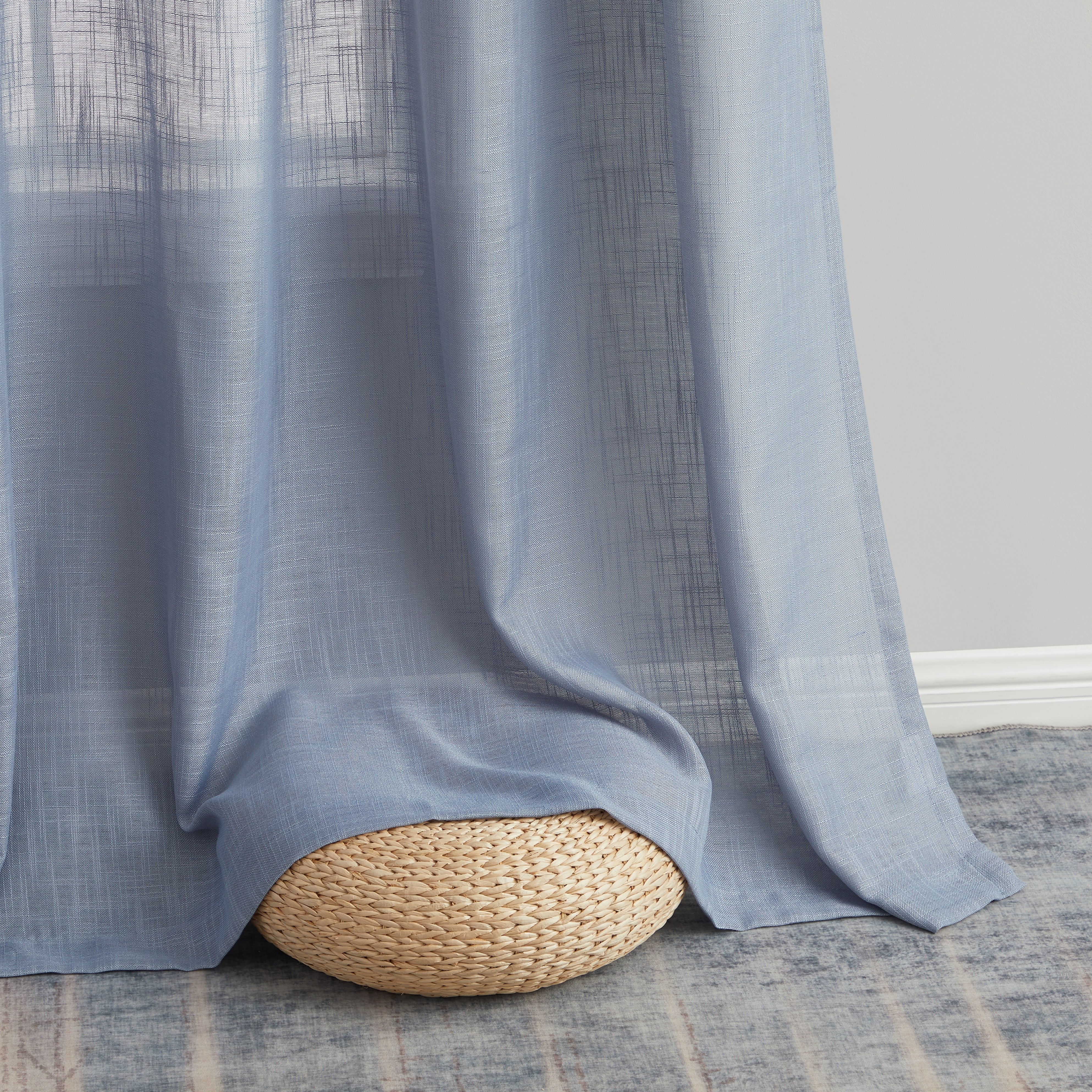 Privacy Faux Linen Textured Semi Sheer Curtain Panels