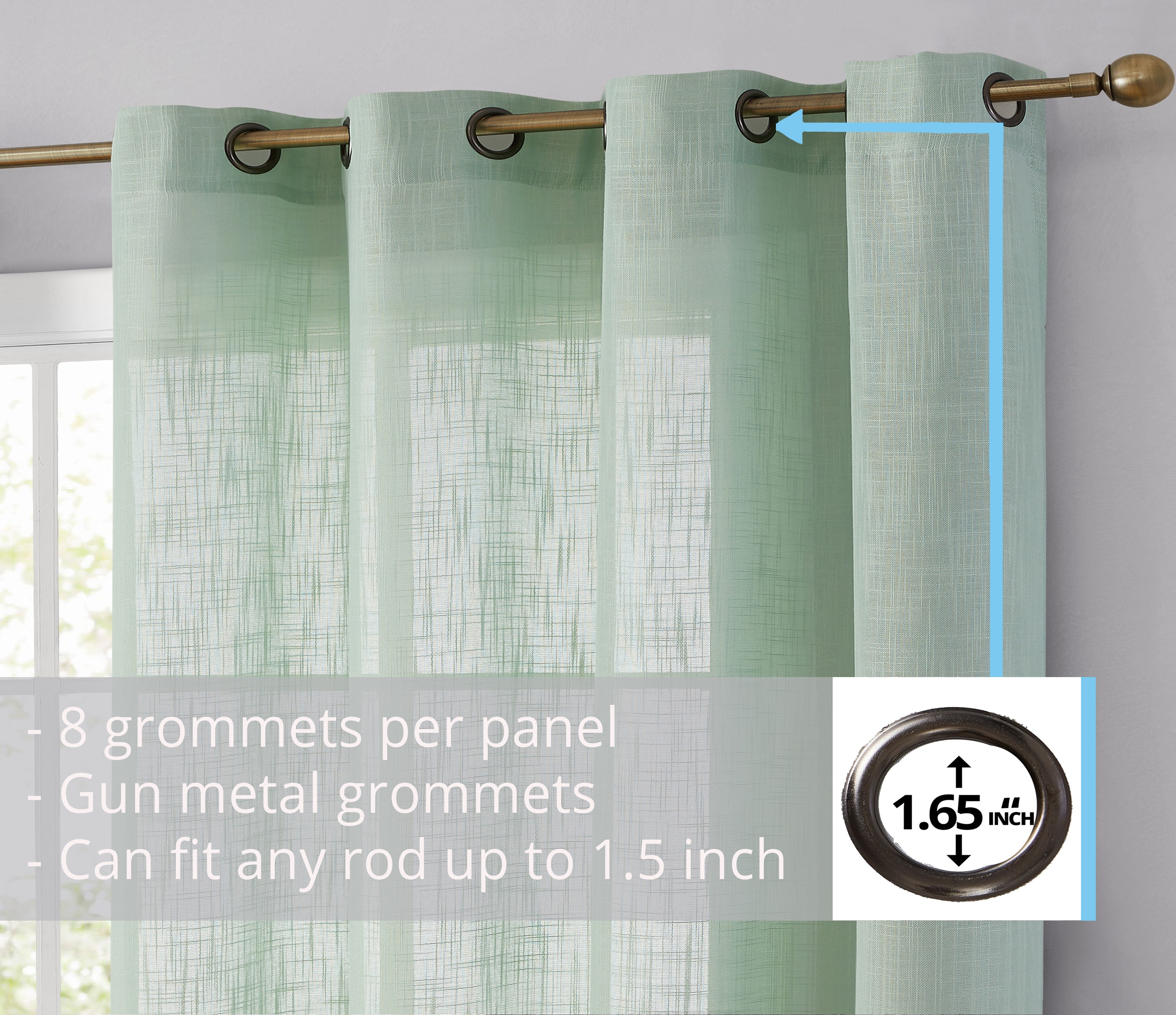 Privacy Faux Linen Textured Semi Sheer Curtain Panels