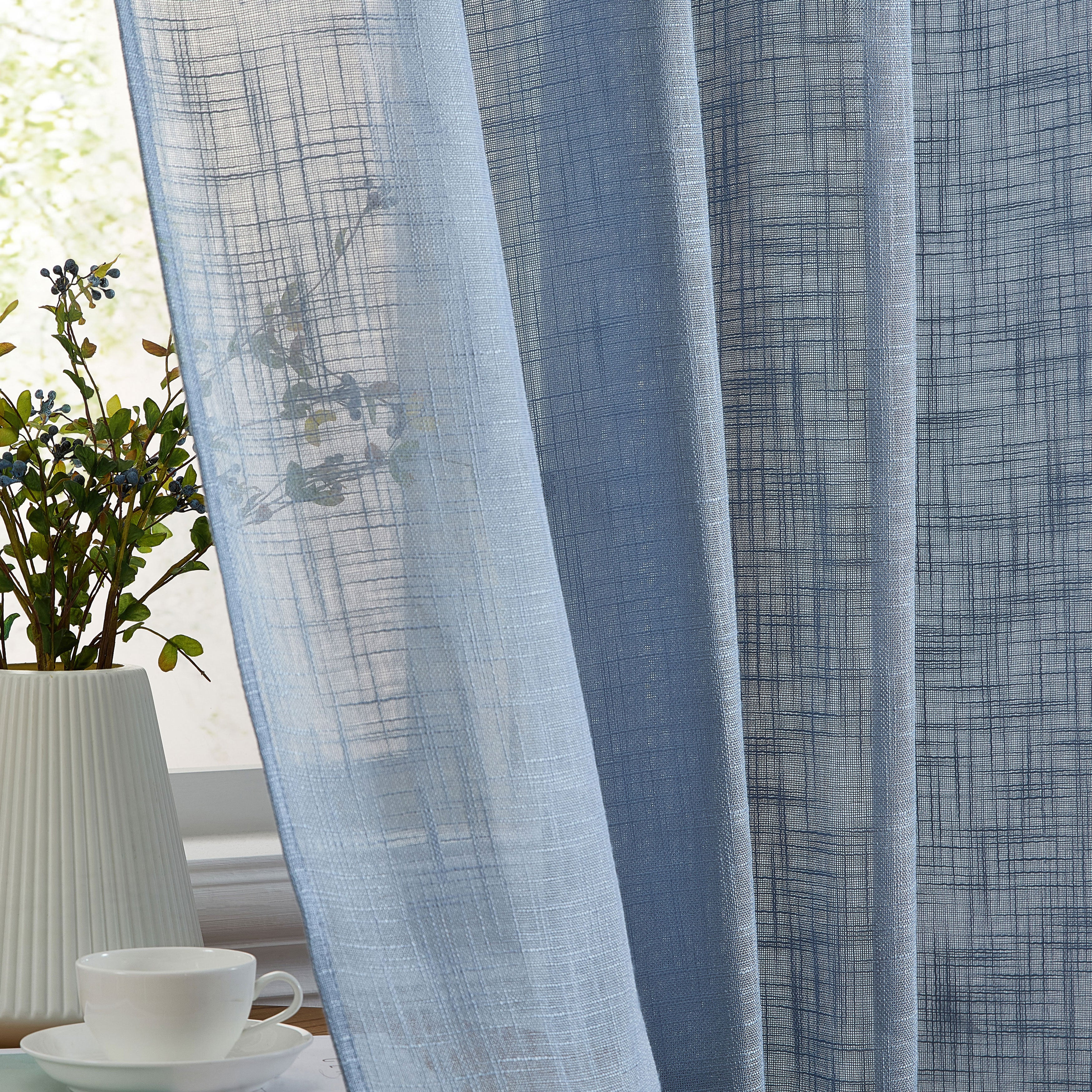 Abbey Faux Linen Grommet Curtain Panels