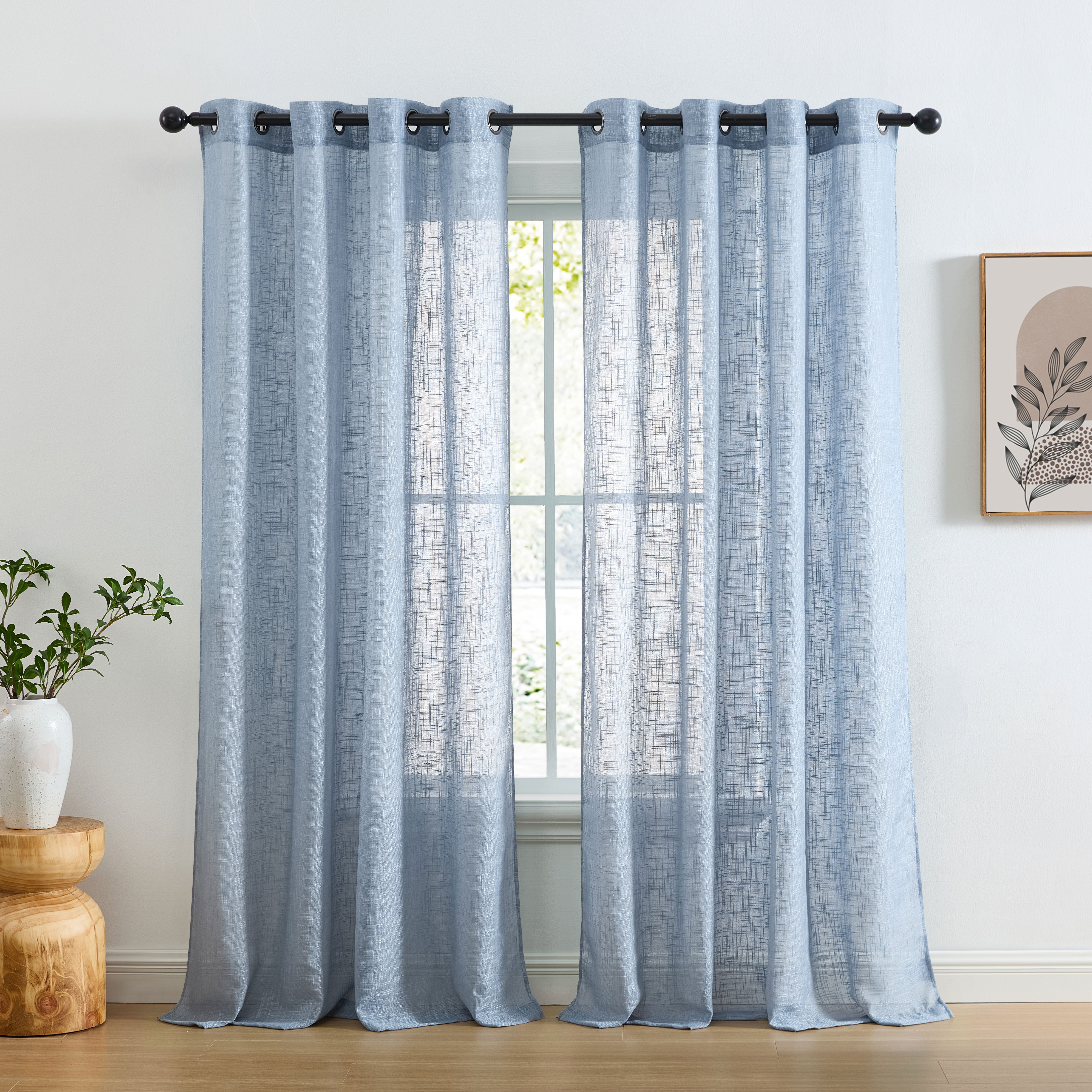 Abbey Faux Linen Grommet Curtain Panels