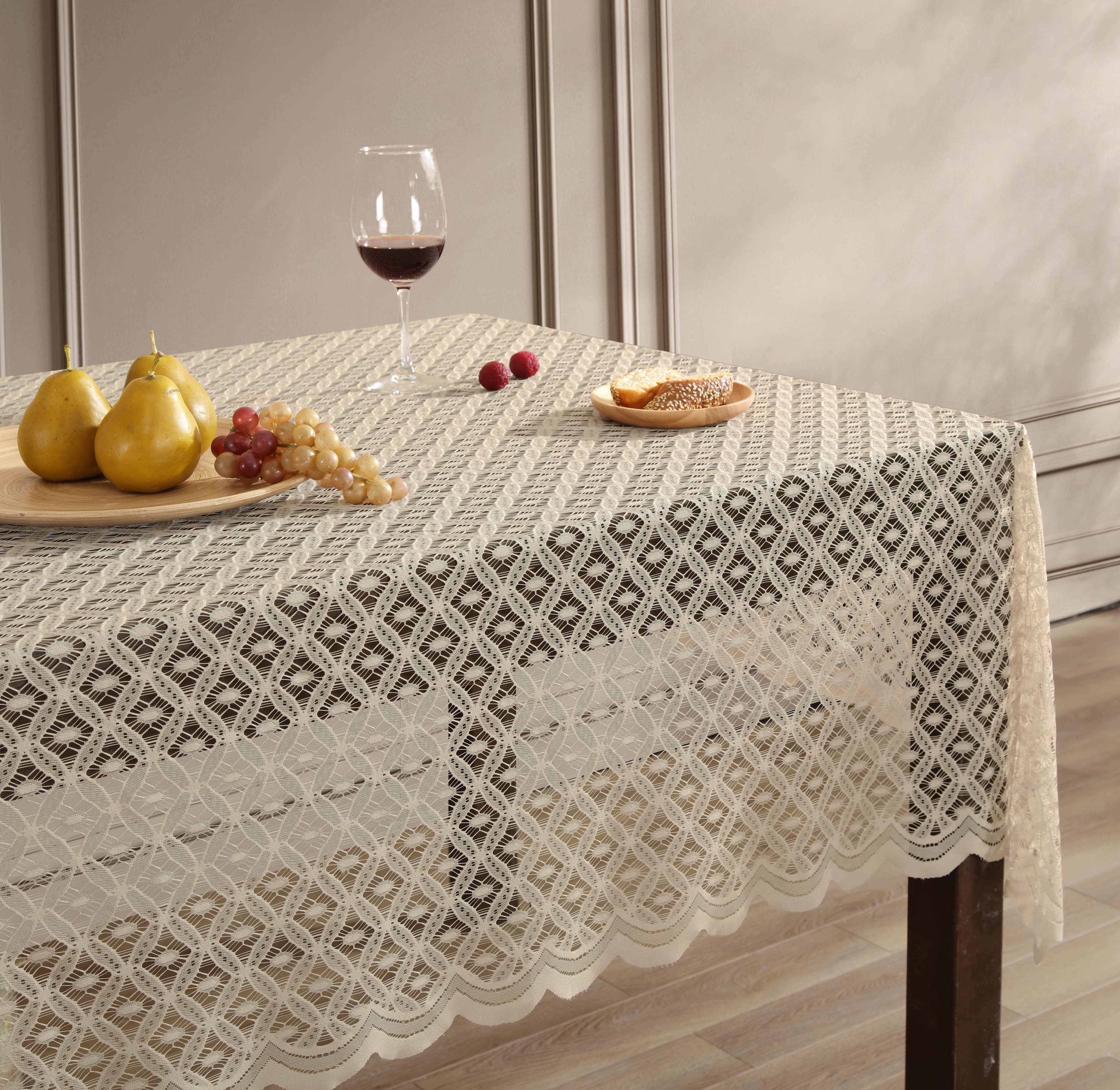 Alona Lace Round Fabric Tablecloth