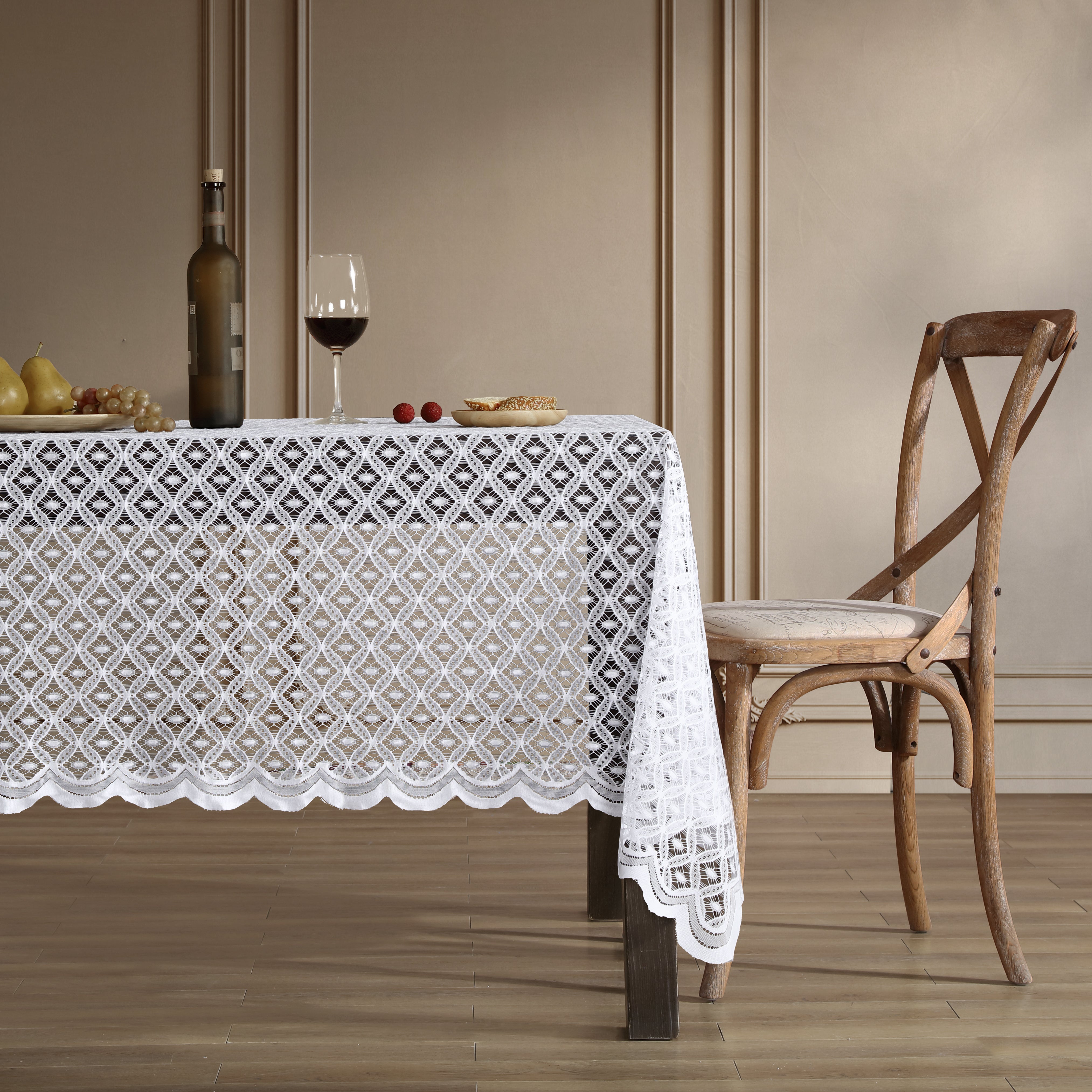 Alona Lace Round Fabric Tablecloth