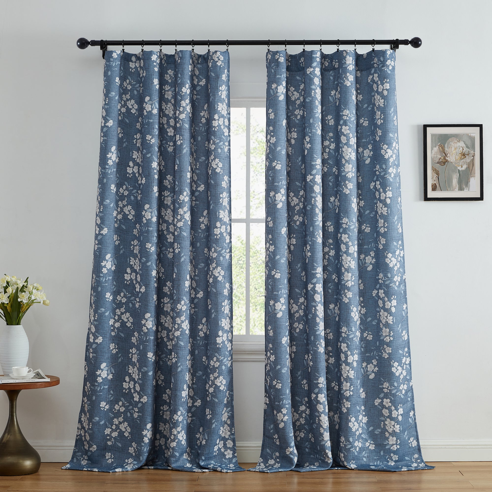 Ashley Floral Room Darkening Rod Pocket Curtain Panels