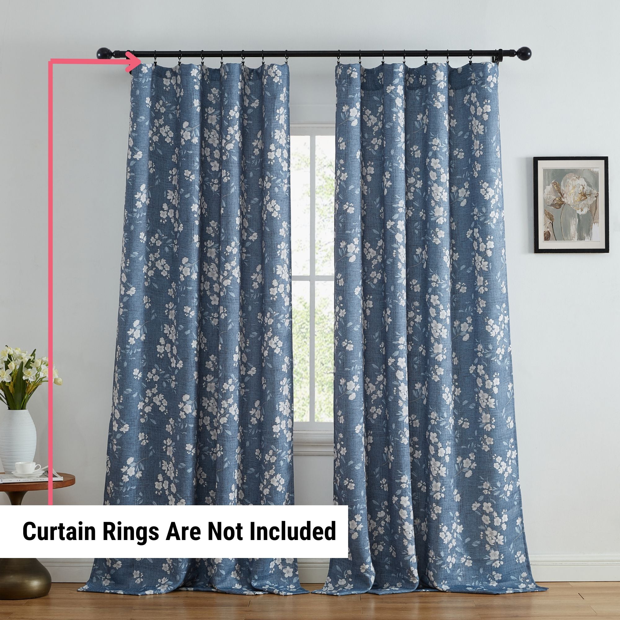 Ashley Floral Room Darkening Rod Pocket Curtain Panels