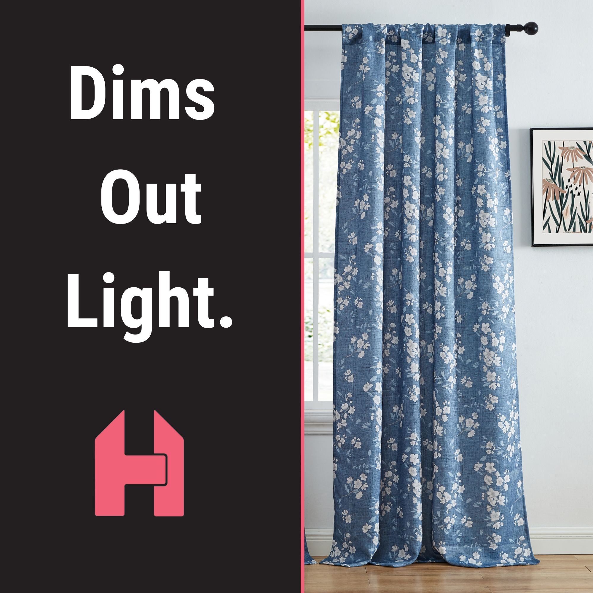 Ashley Floral Room Darkening Rod Pocket Curtain Panels