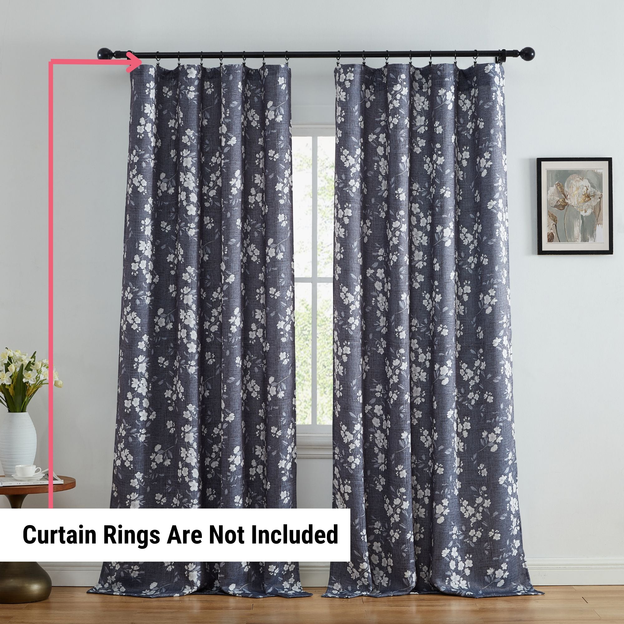 Ashley Floral Room Darkening Rod Pocket Curtain Panels