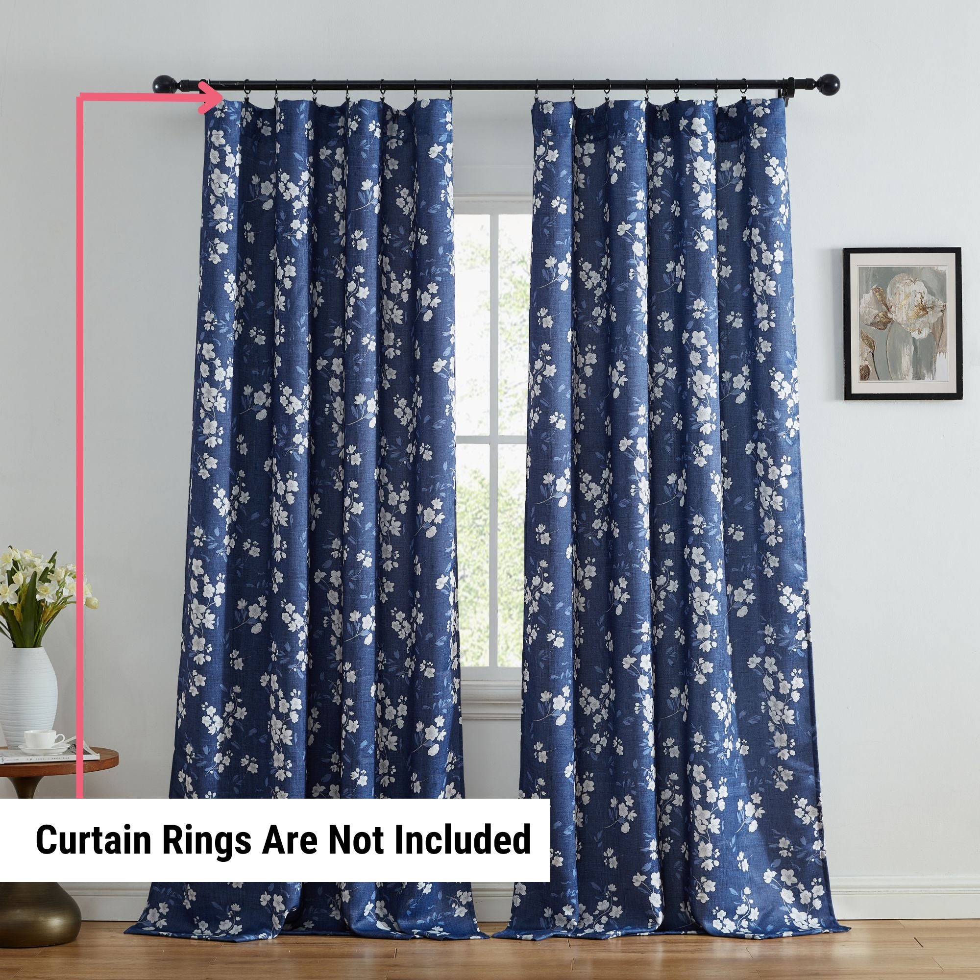 Ashley Floral Room Darkening Rod Pocket Curtain Panels