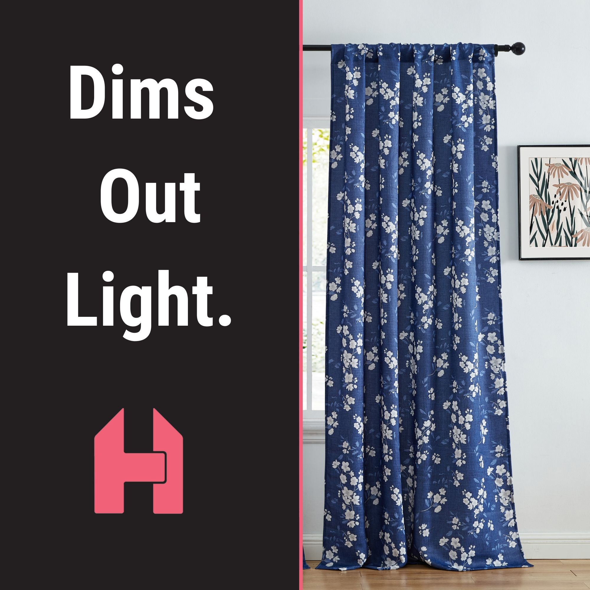 Ashley Floral Room Darkening Rod Pocket Curtain Panels