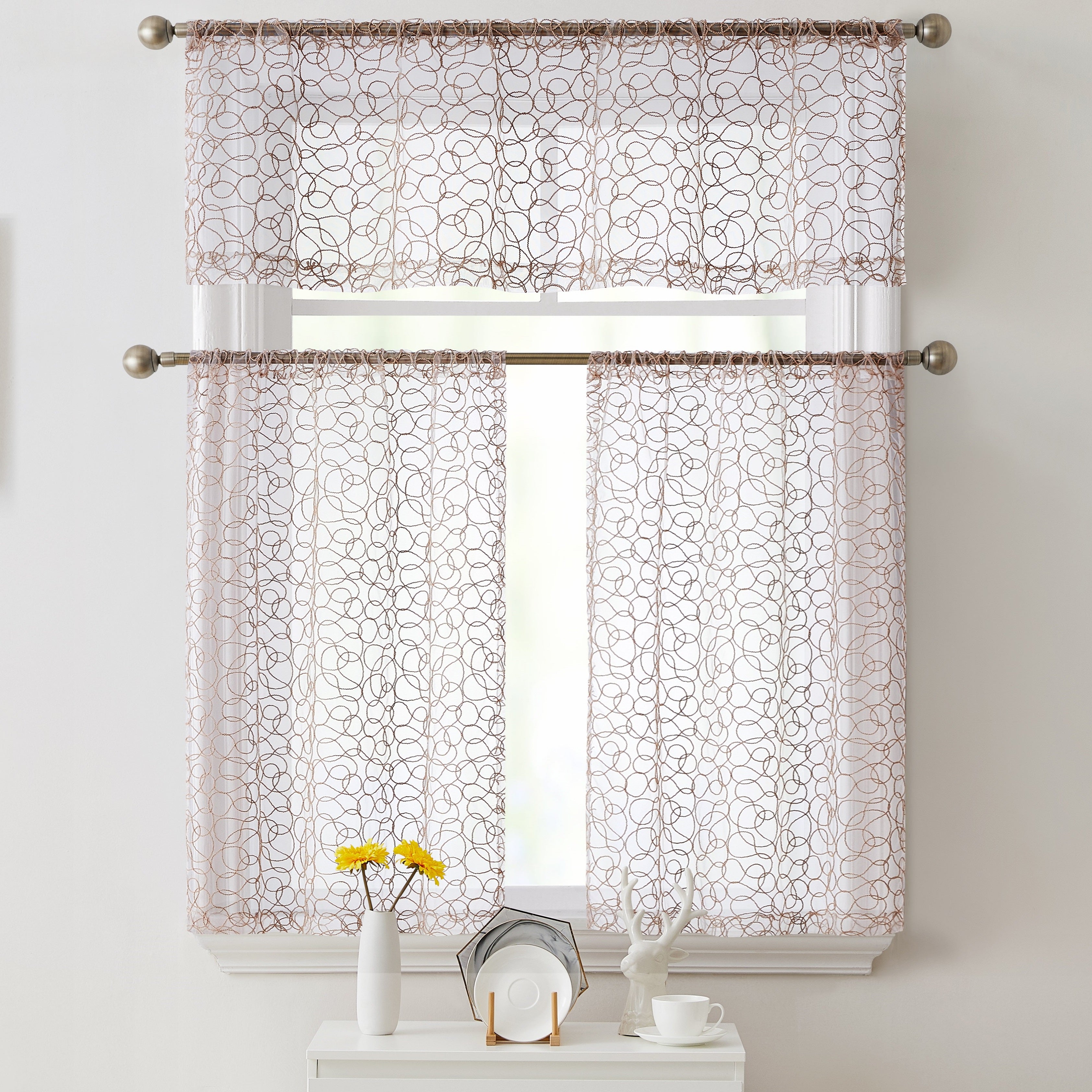 Audrey Embroidered Rod Pocket Curtain Valances
