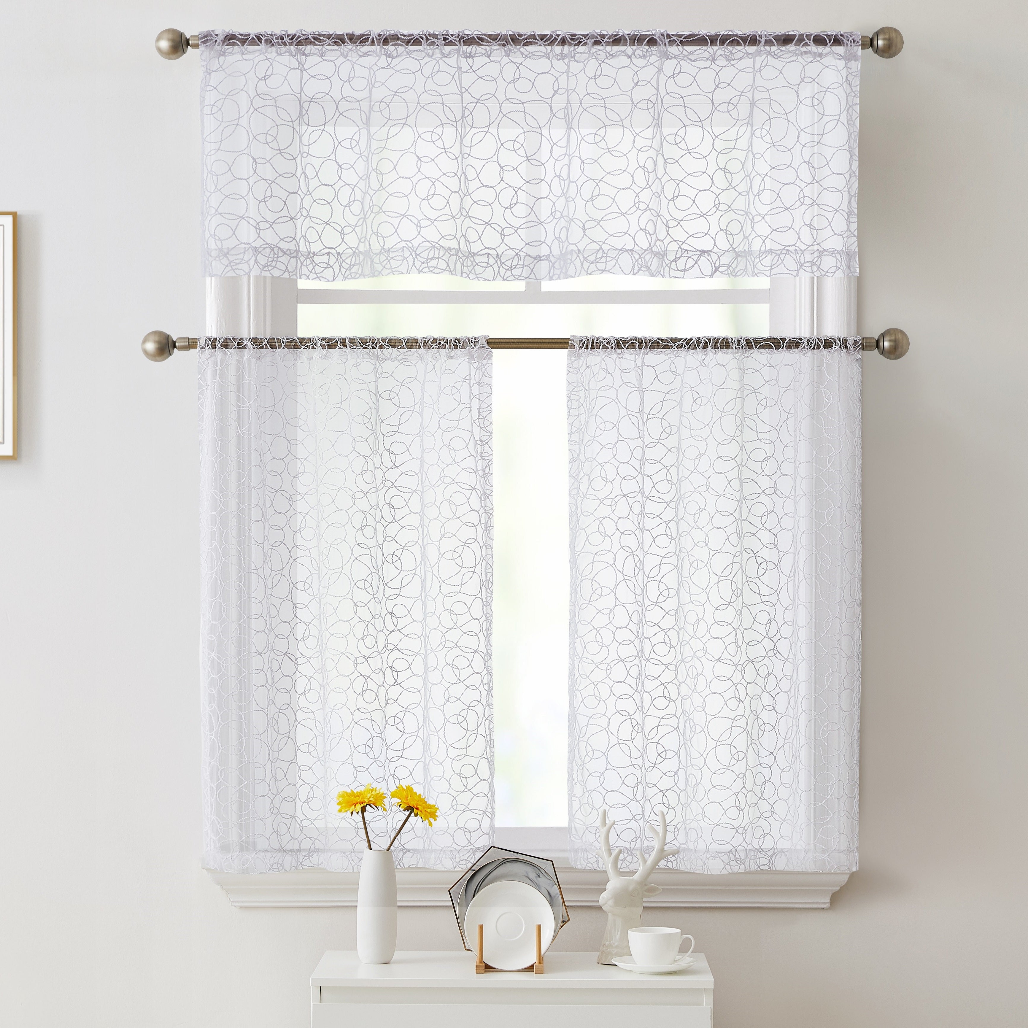 Audrey Embroidered Rod Pocket Curtain Valances
