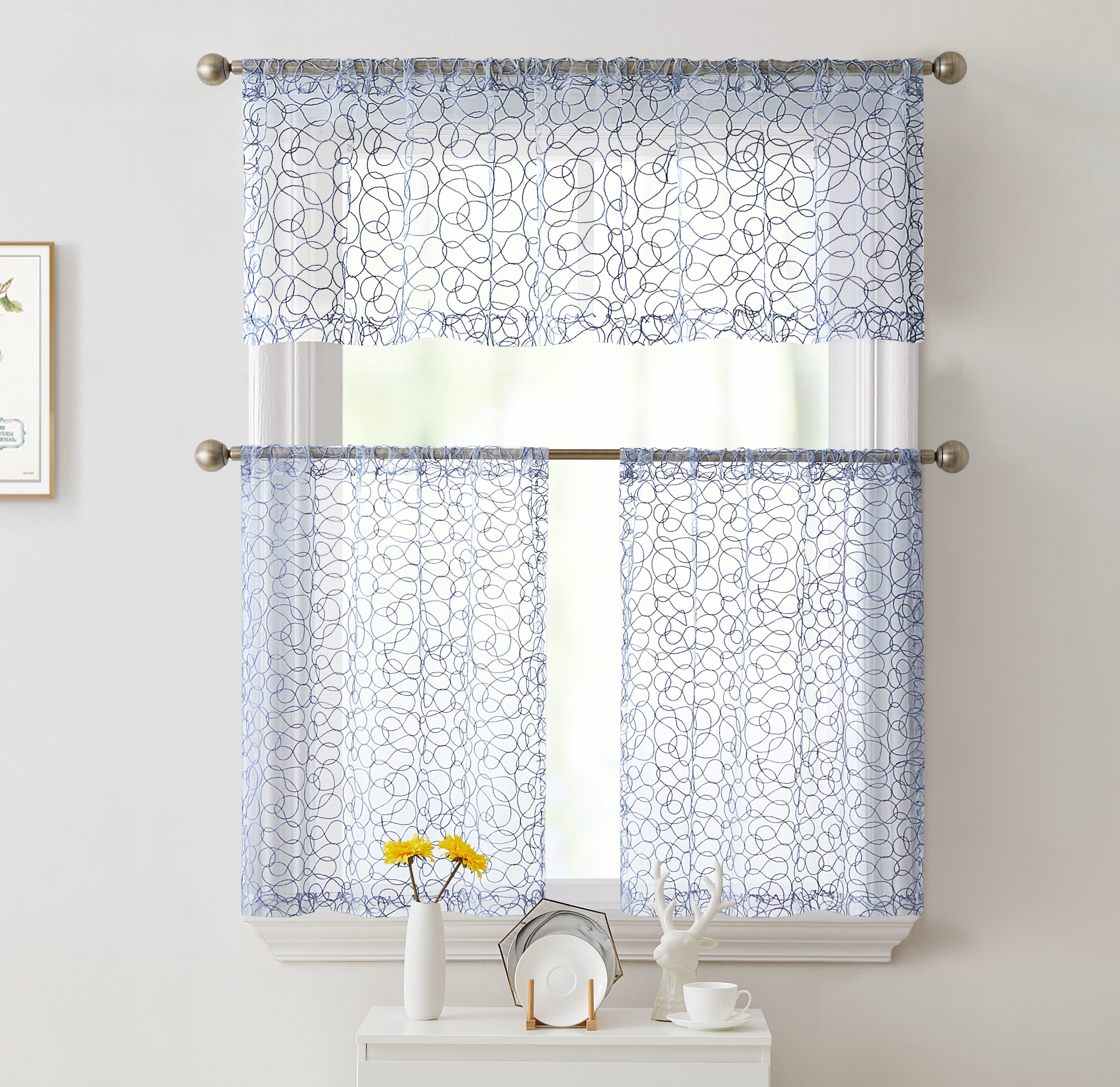 Audrey Embroidered Rod Pocket Curtain Valances