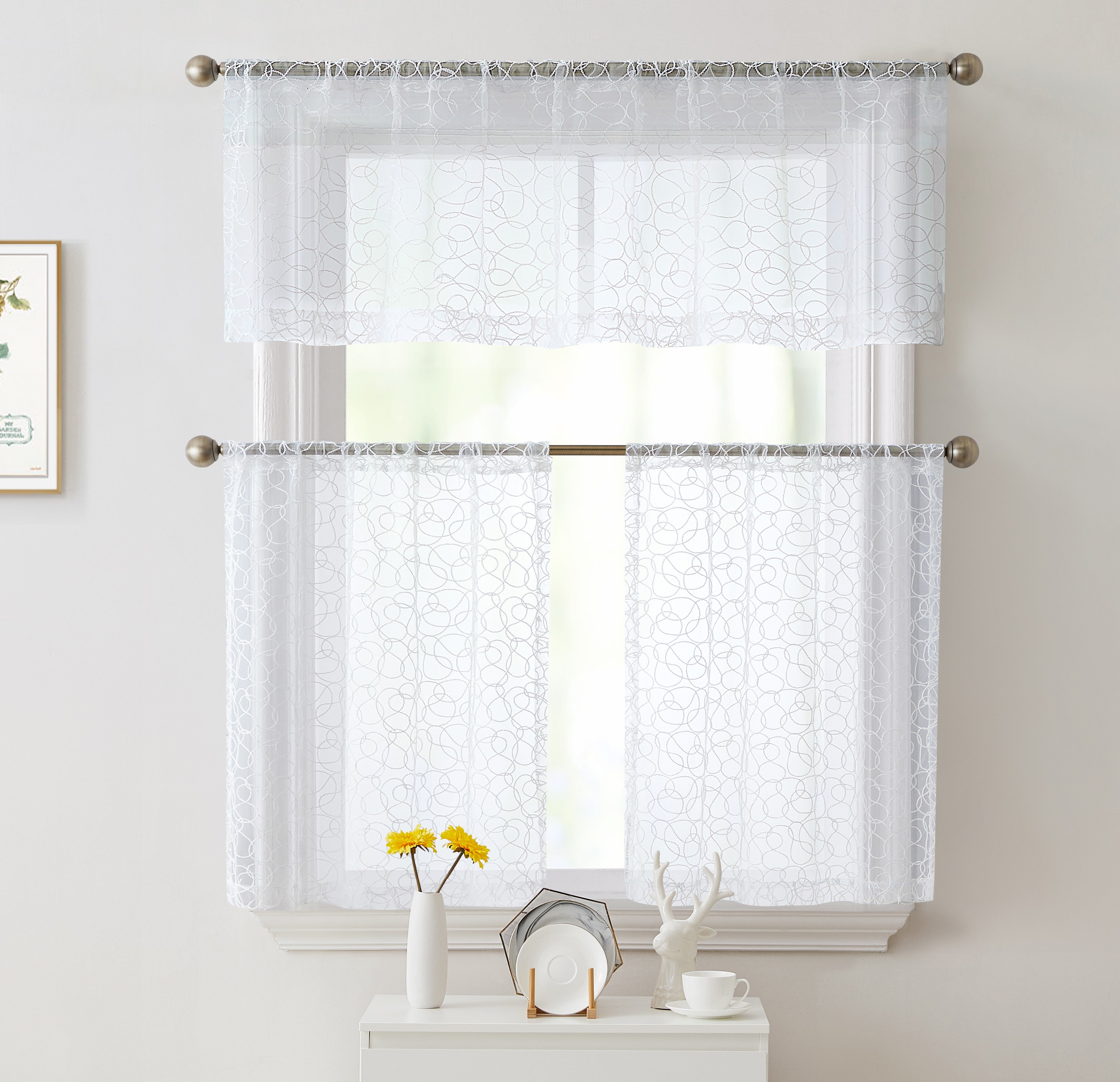 Audrey Embroidered Rod Pocket Curtain Valances