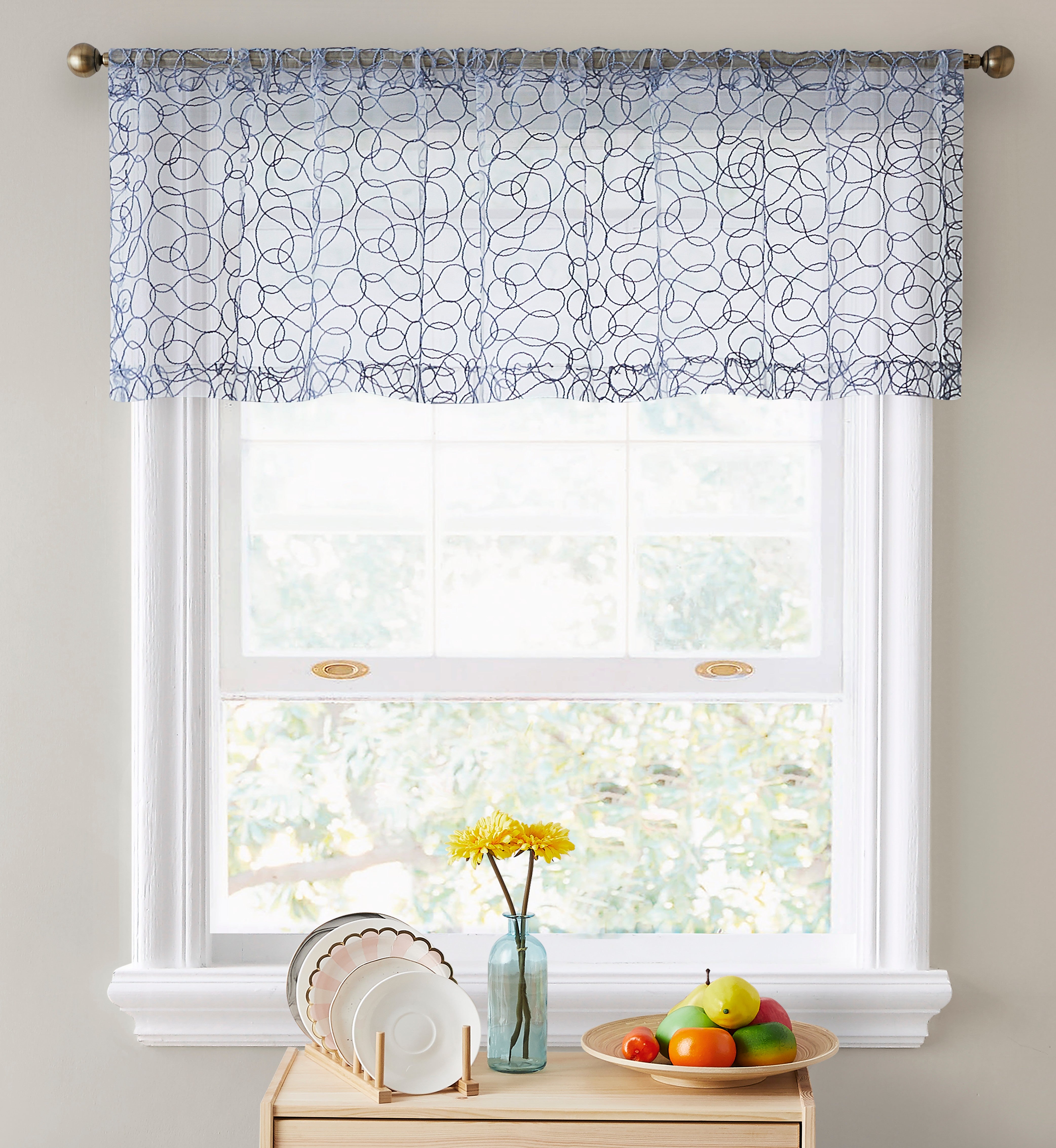Audrey Embroidered Rod Pocket Curtain Valances