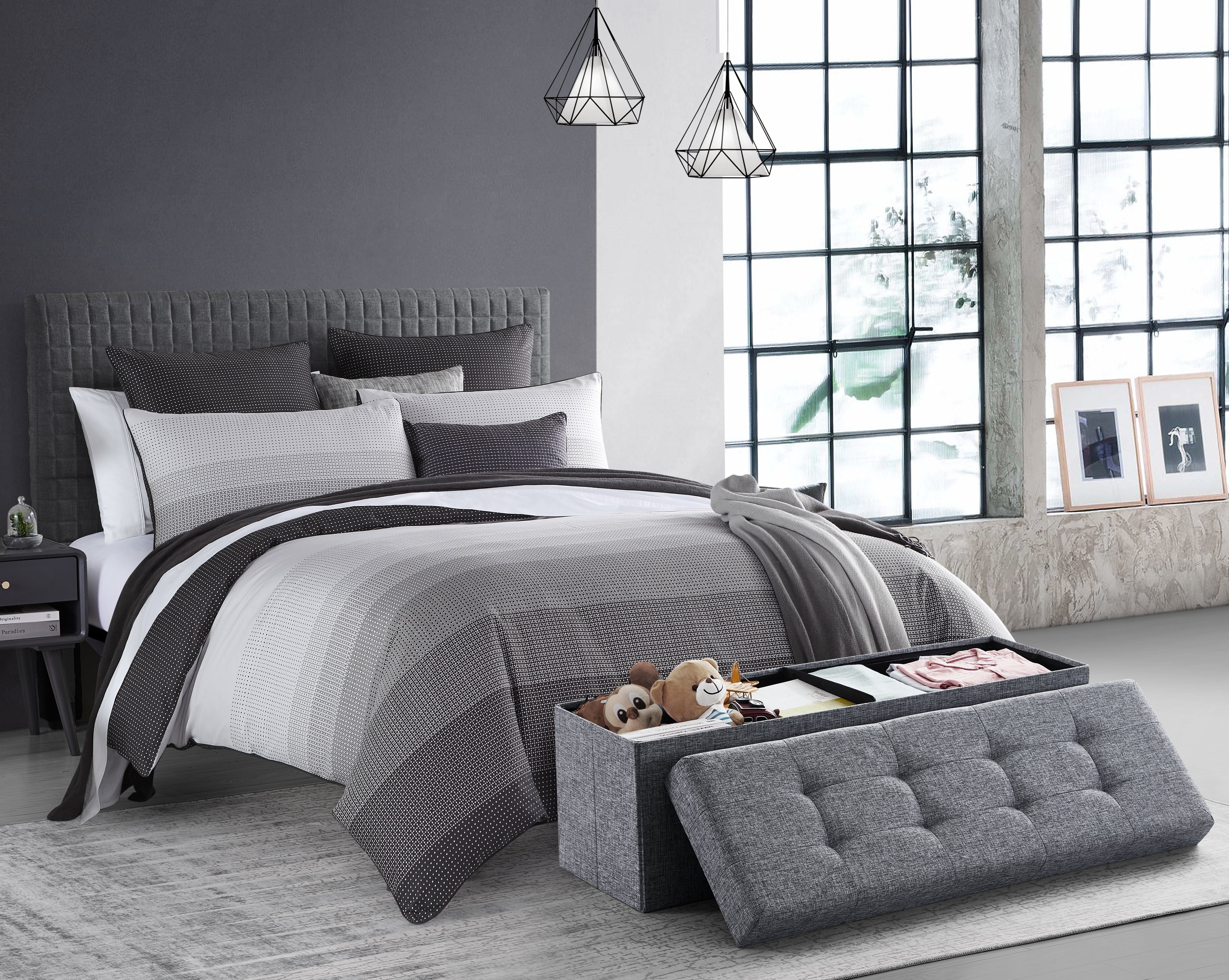 Foldable Tufted Storage Ottoman