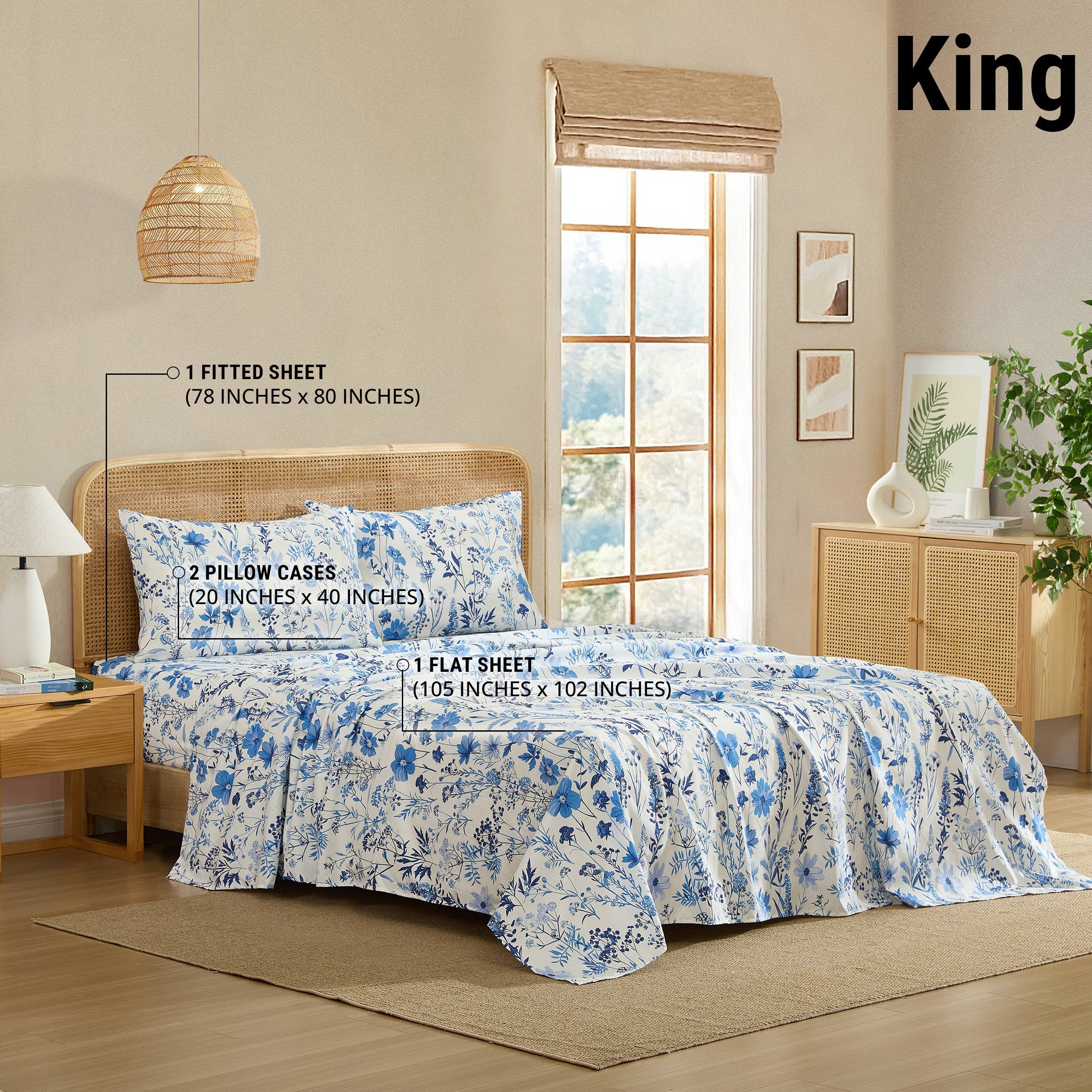 Blue Floral Bed Sheets