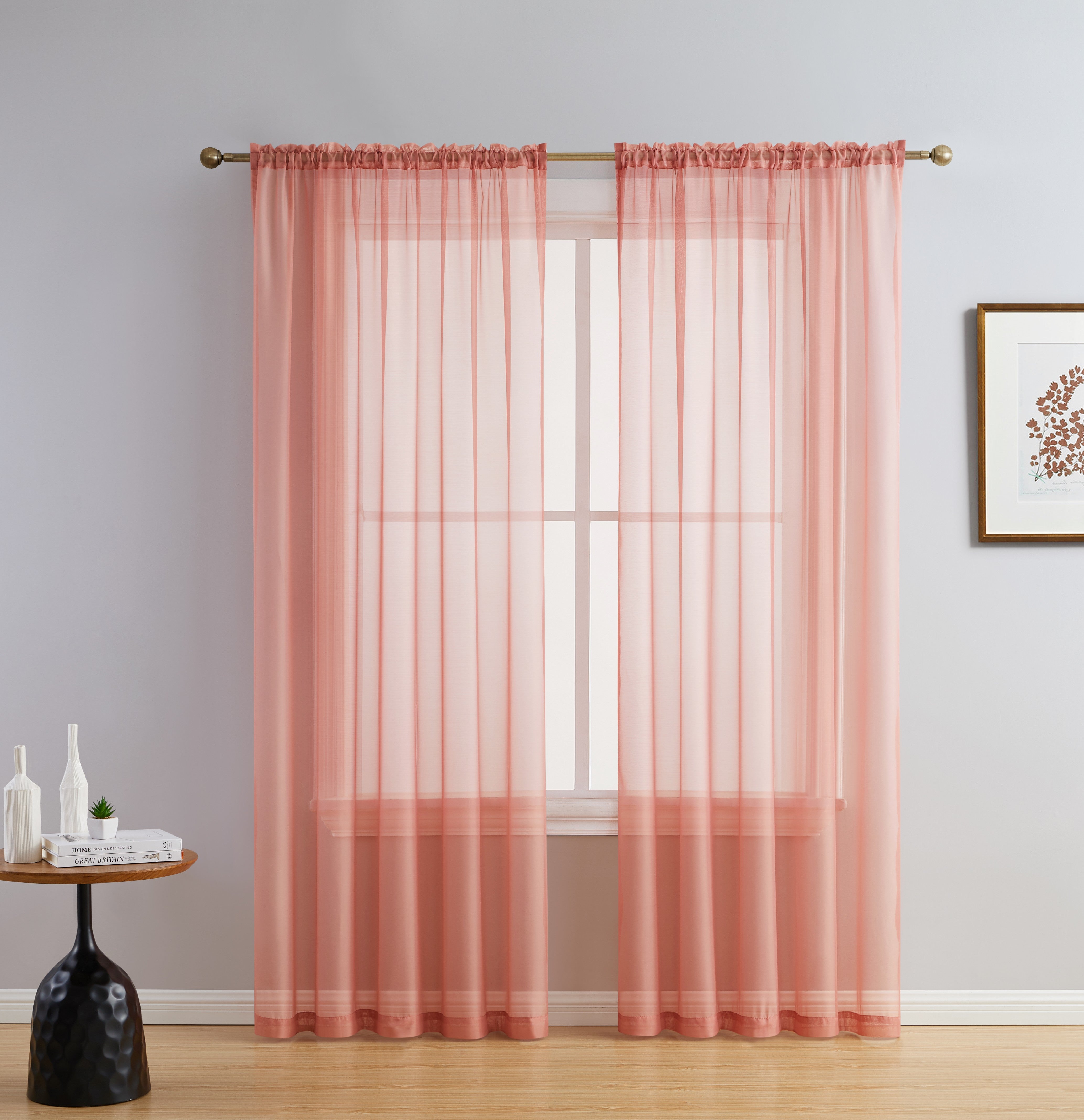 Lucento Sheer Voile Rod Pocket Curtain Panels - Set of 4