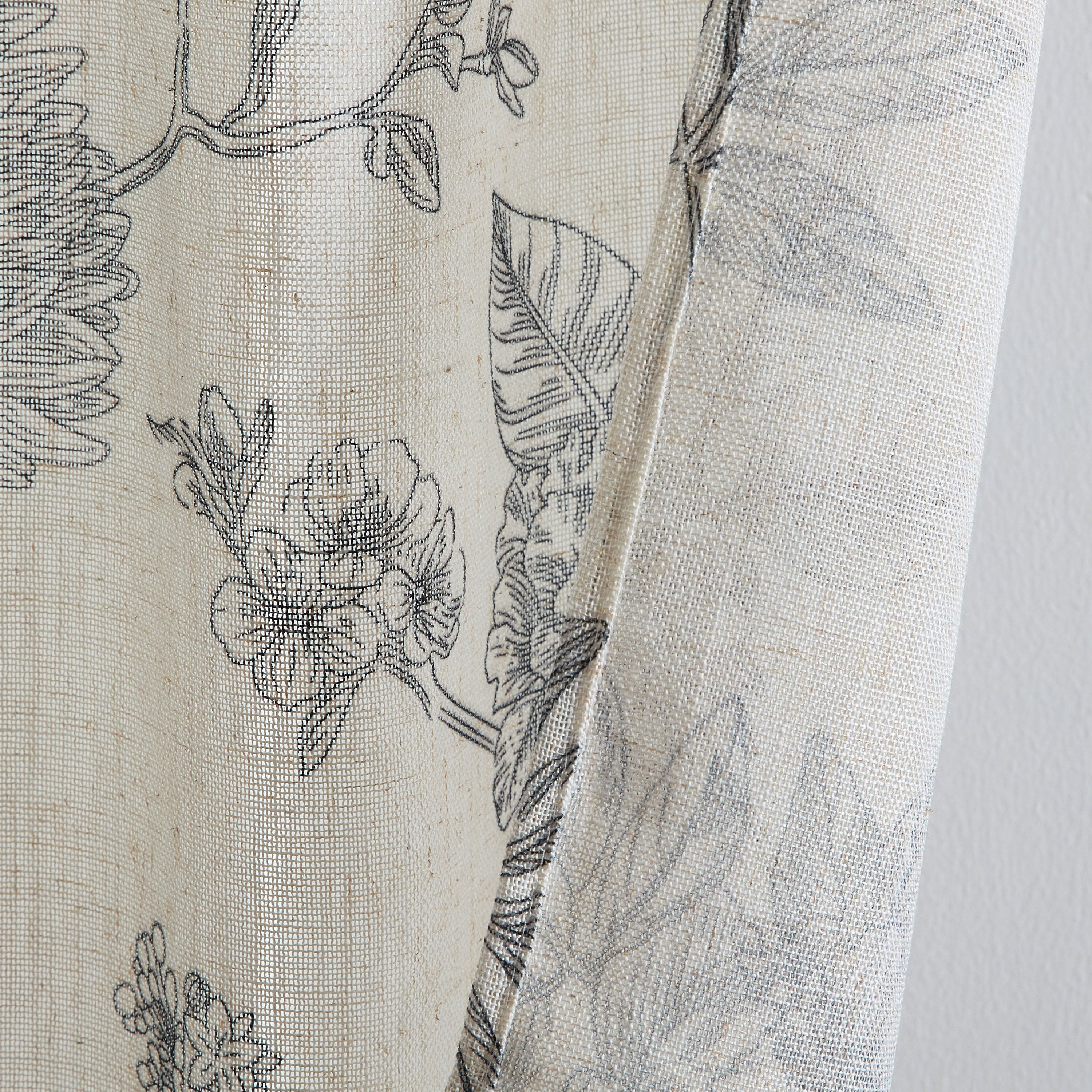 Brookville Linen Floral Back Tab Rod Pocket Curtains
