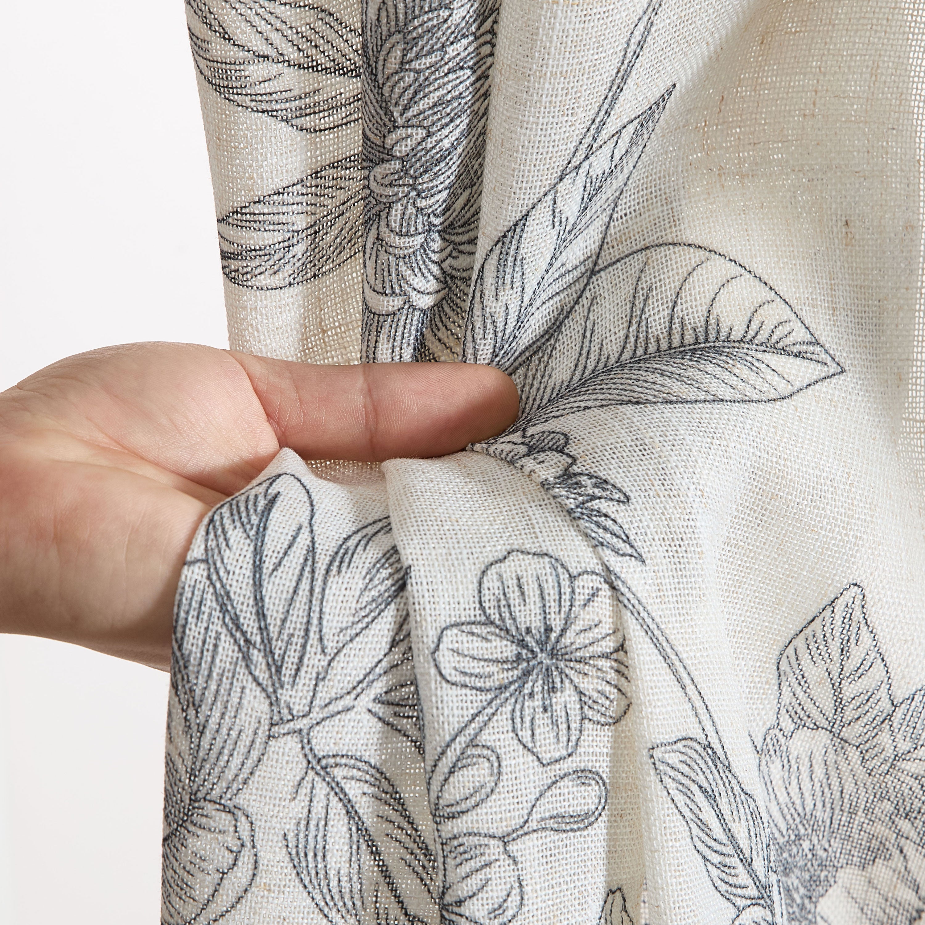 Brookville Linen Floral Back Tab Rod Pocket Curtains