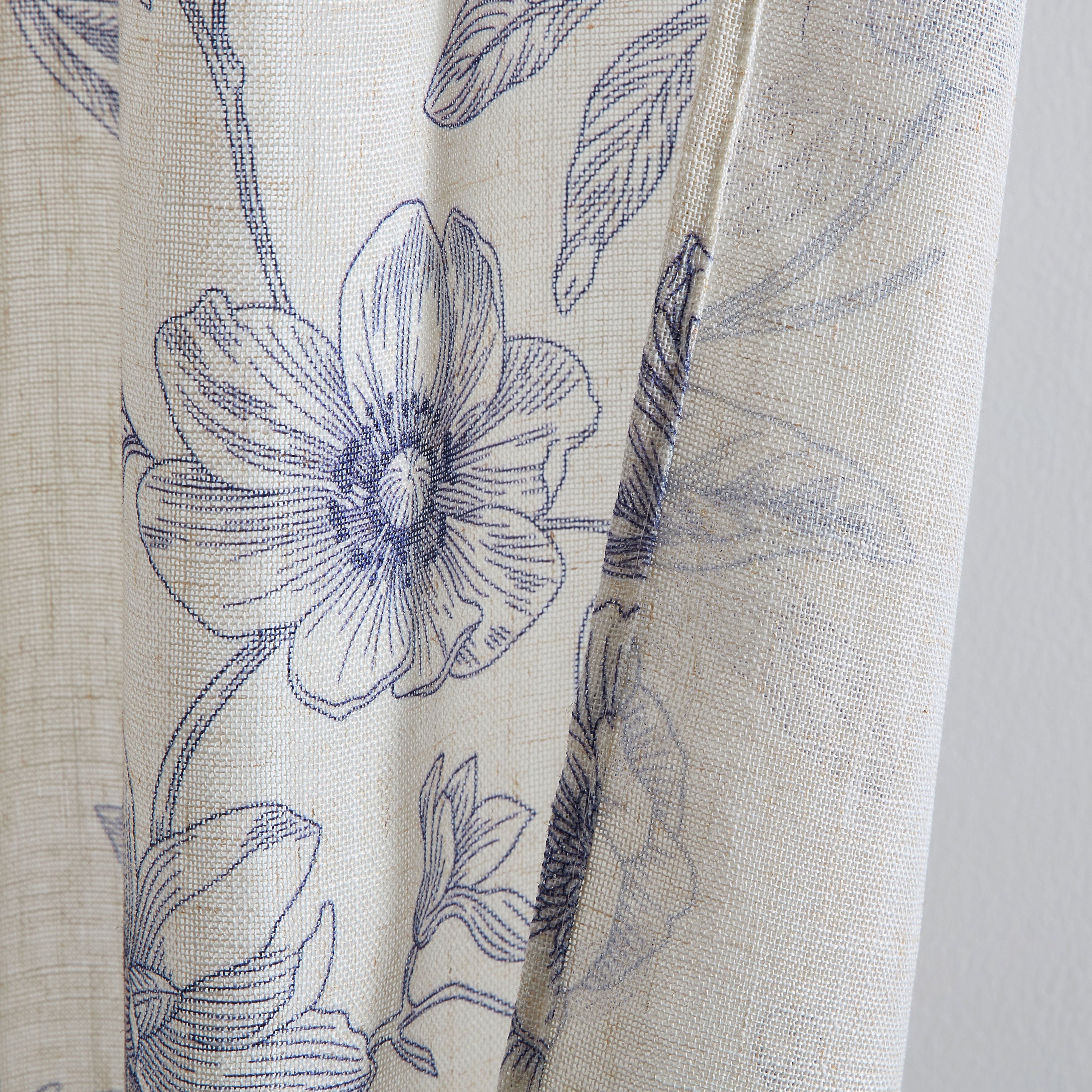 Brookville Linen Floral Back Tab Rod Pocket Curtains