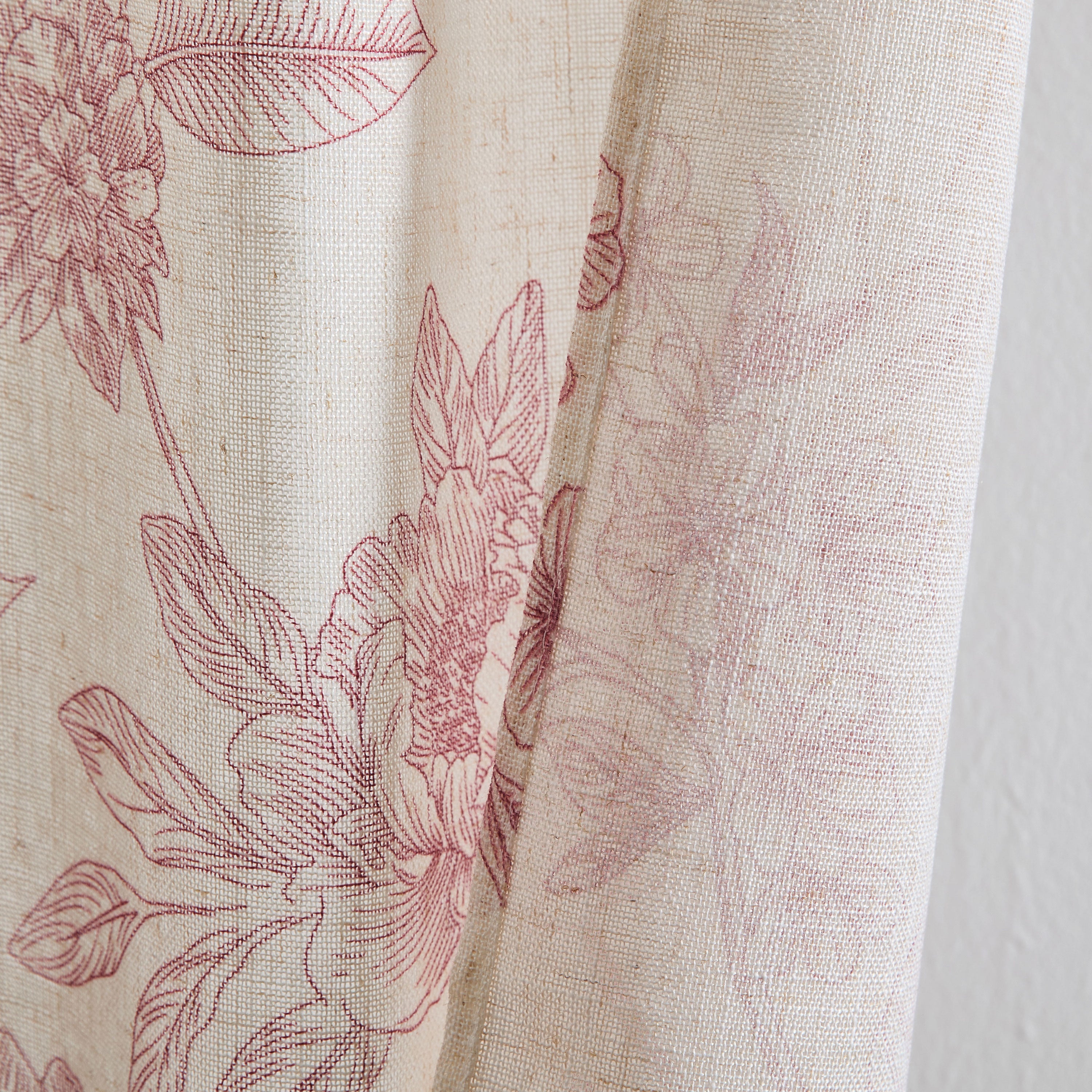 Brookville Linen Floral Back Tab Rod Pocket Curtains