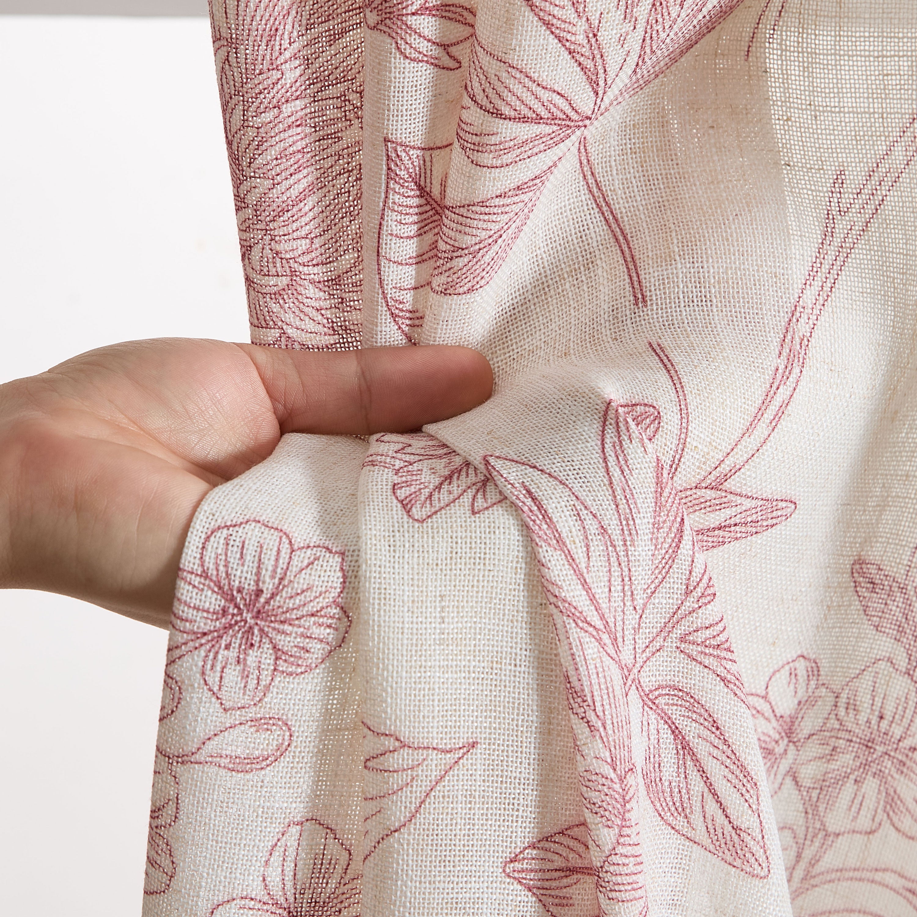 Brookville Linen Floral Back Tab Rod Pocket Curtains