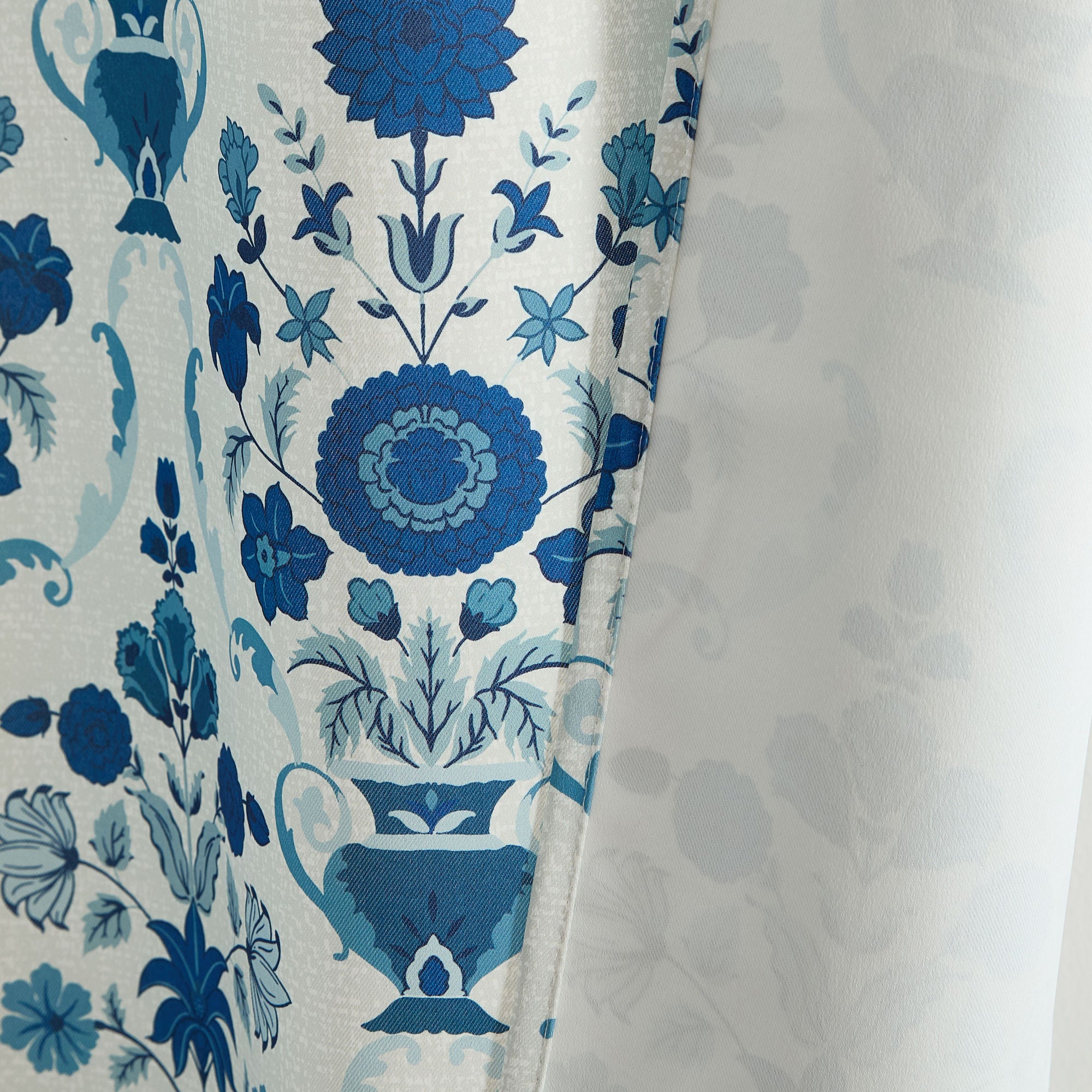 Clara Floral Damask Back Tab Rod Pocket Window Curtains - Pair