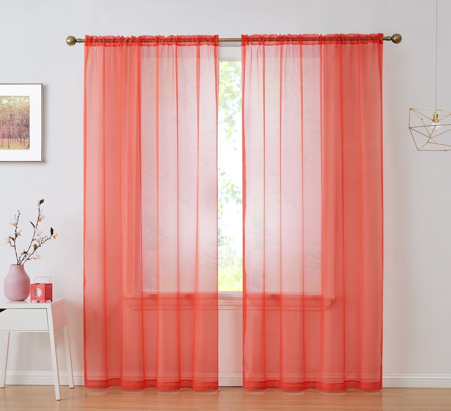 Lucento Sheer Voile Rod Pocket Curtain Panels - Set of 4